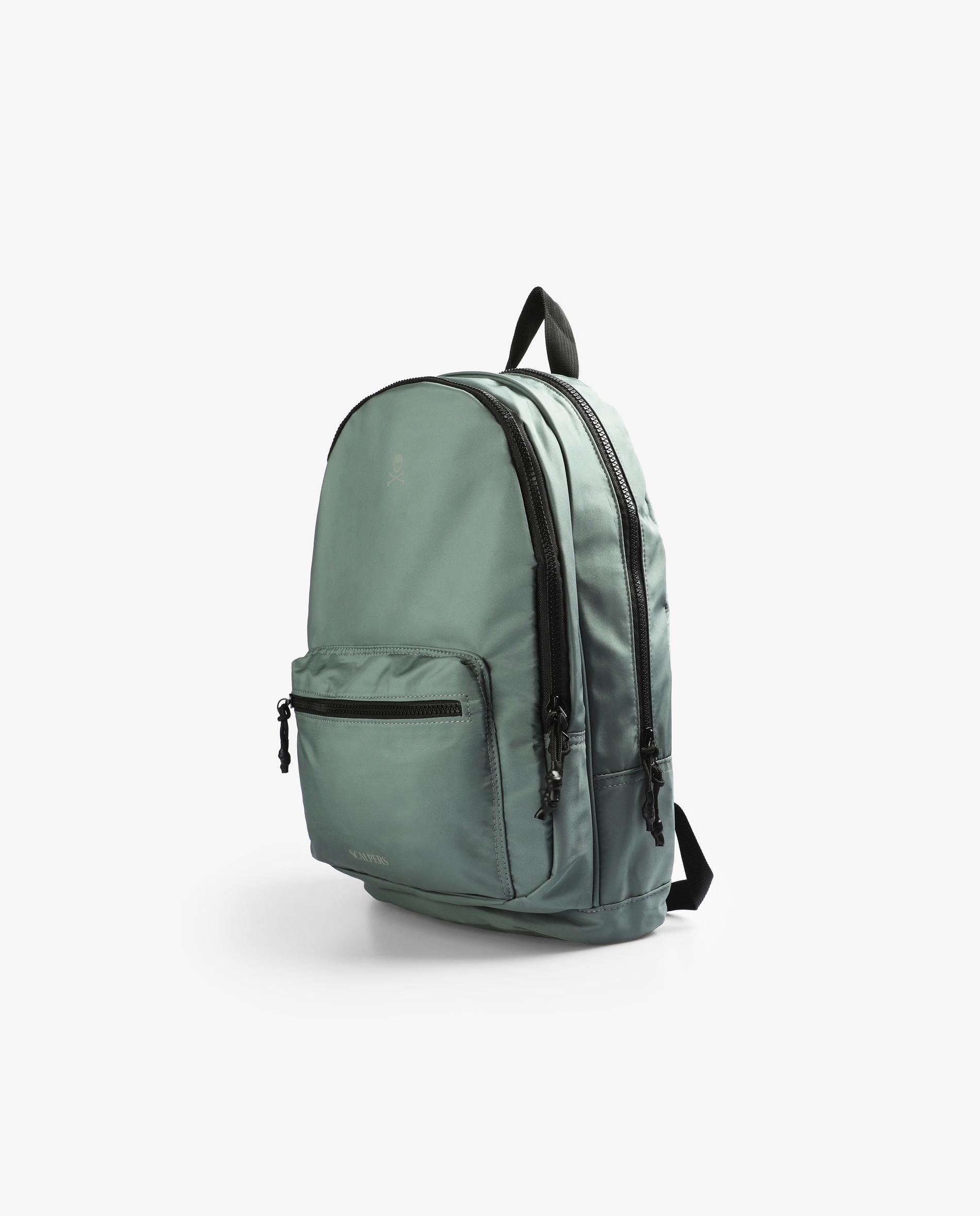 Mochila em Tecido Técnico com Bolso Frontal Verde Água-3
