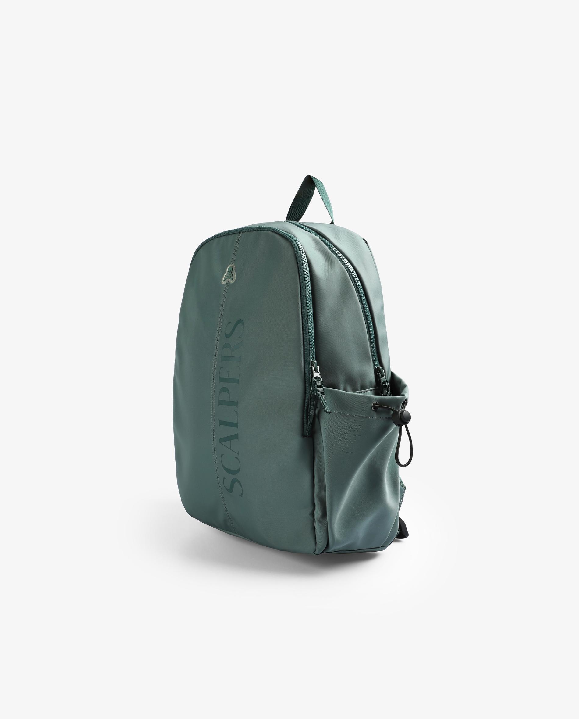 Mochila em Tecido Técnico com Bolsos Laterais Verde-militar-3