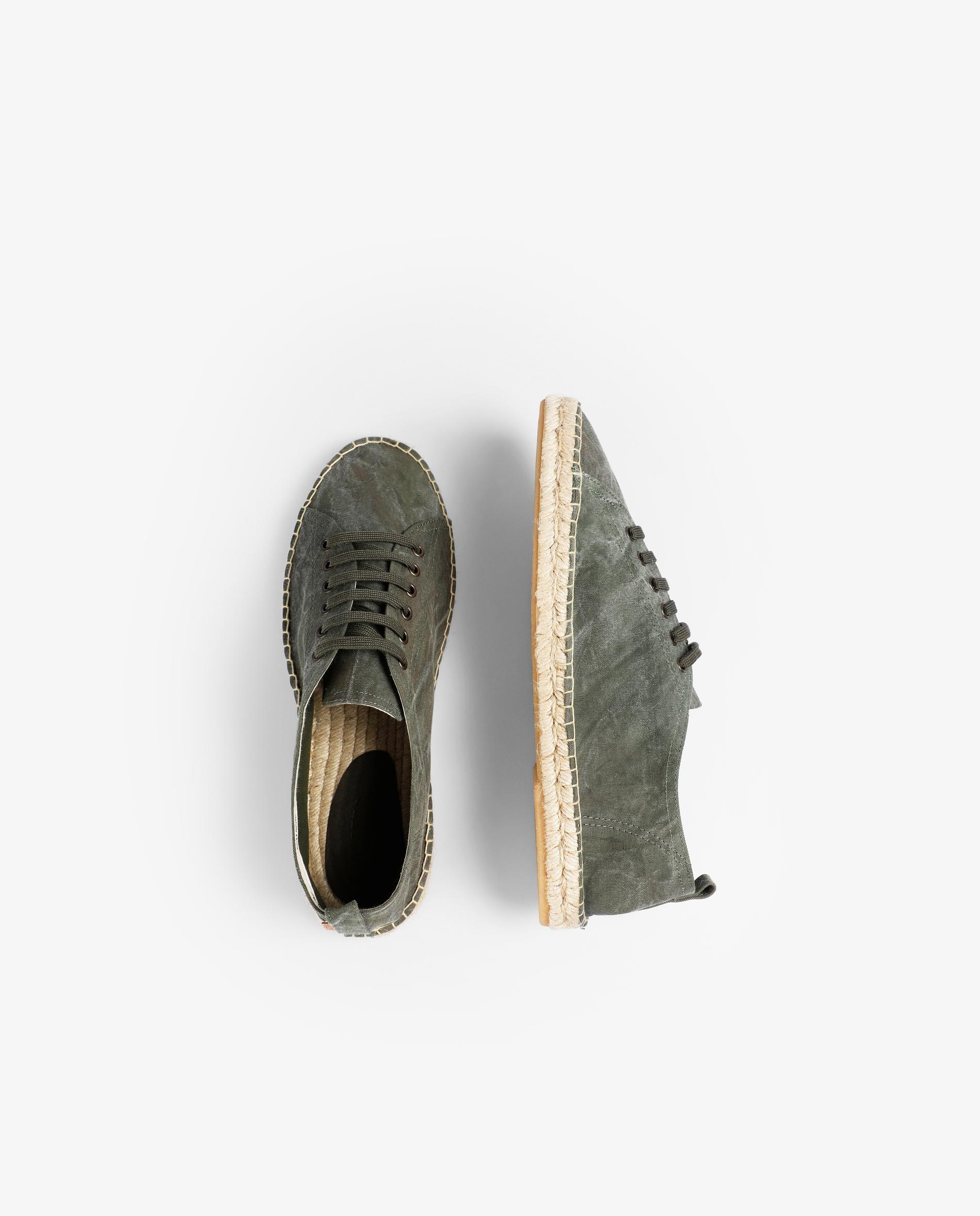 Sapatilhas Retro Estilo Alpercata com Sola de Juta Verde-escuro-7