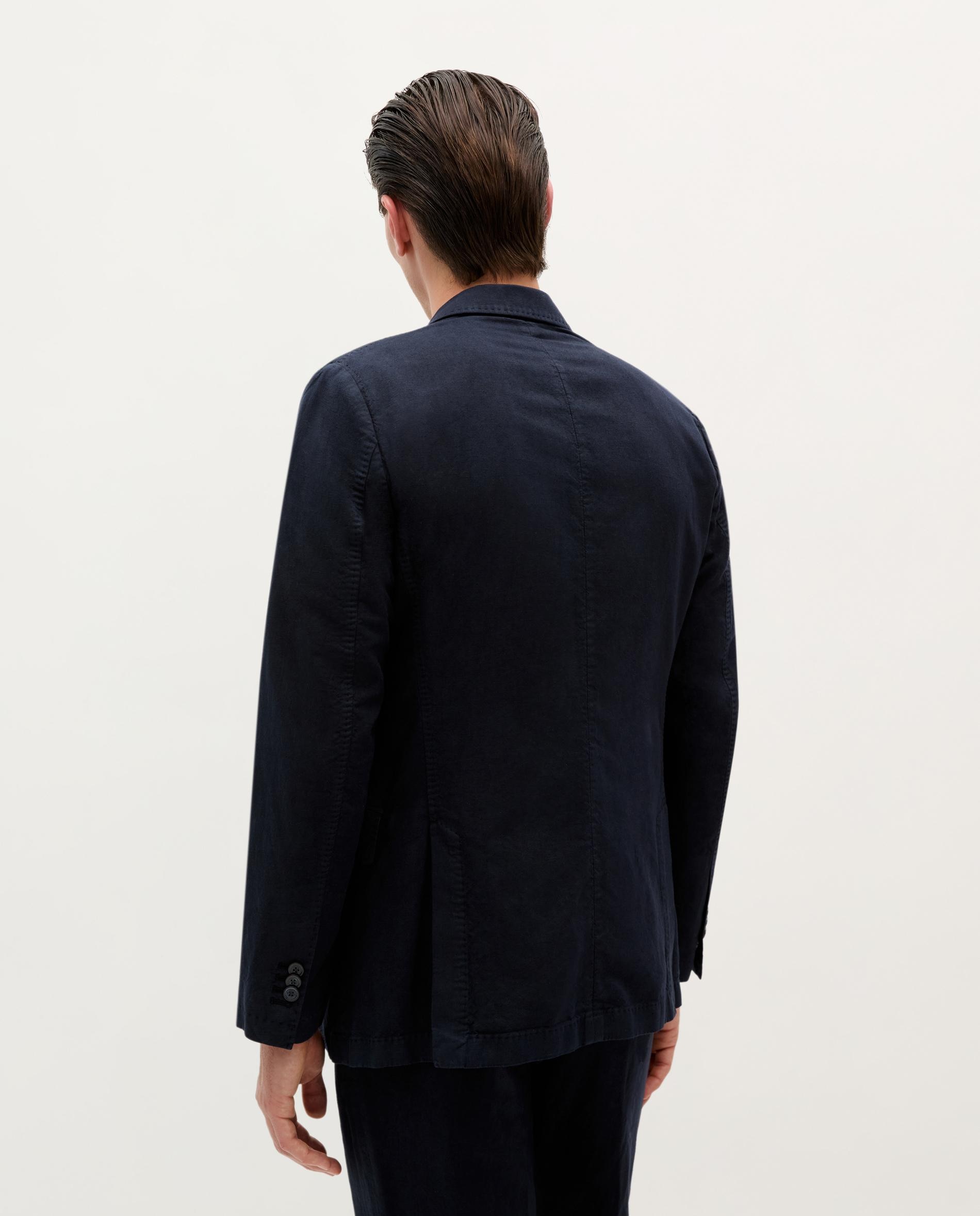 Fato Regular Fit em Mescla de Algodão e Linho Liso Navy-6