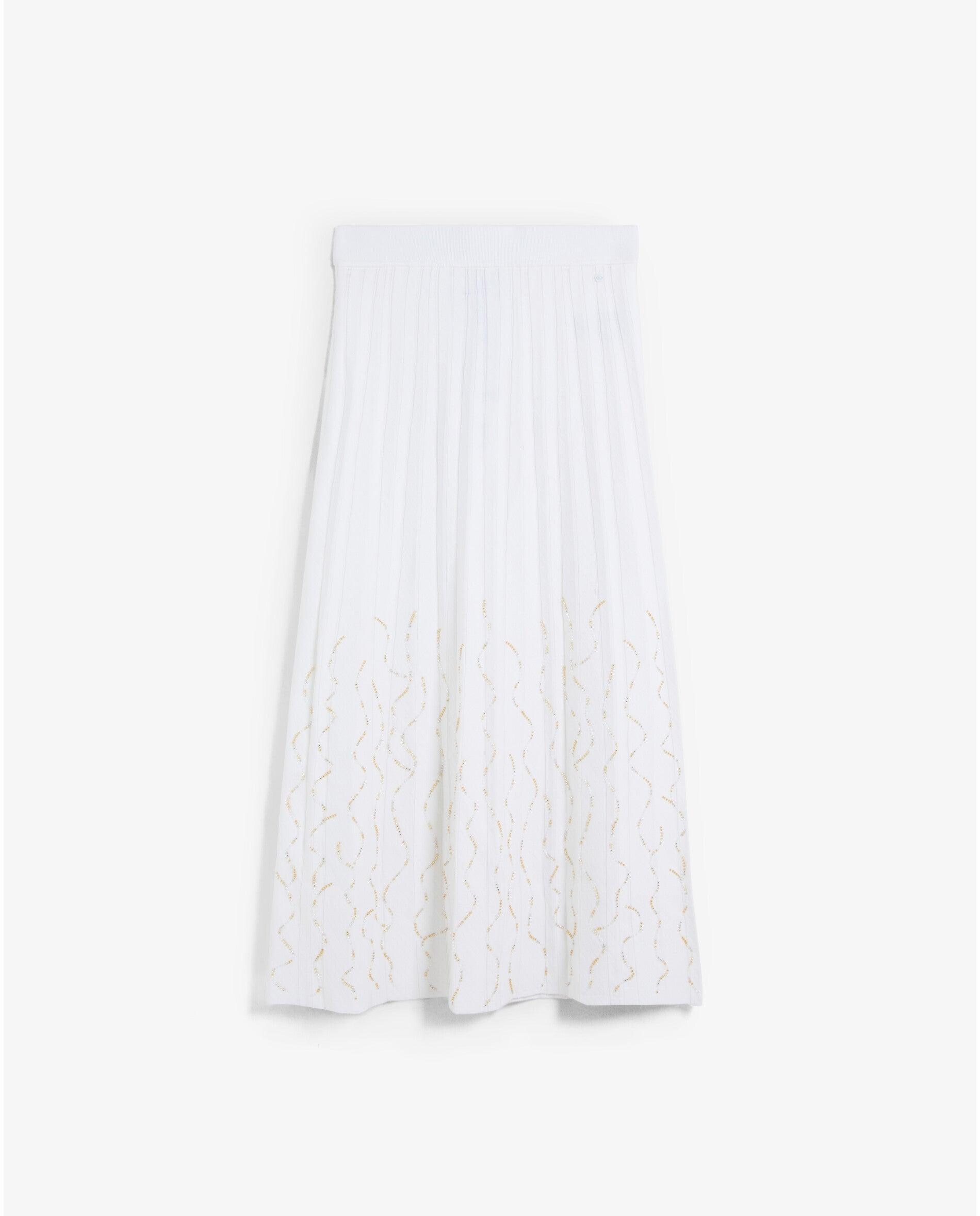 Saia de Malha Midi Plissada Branco-4