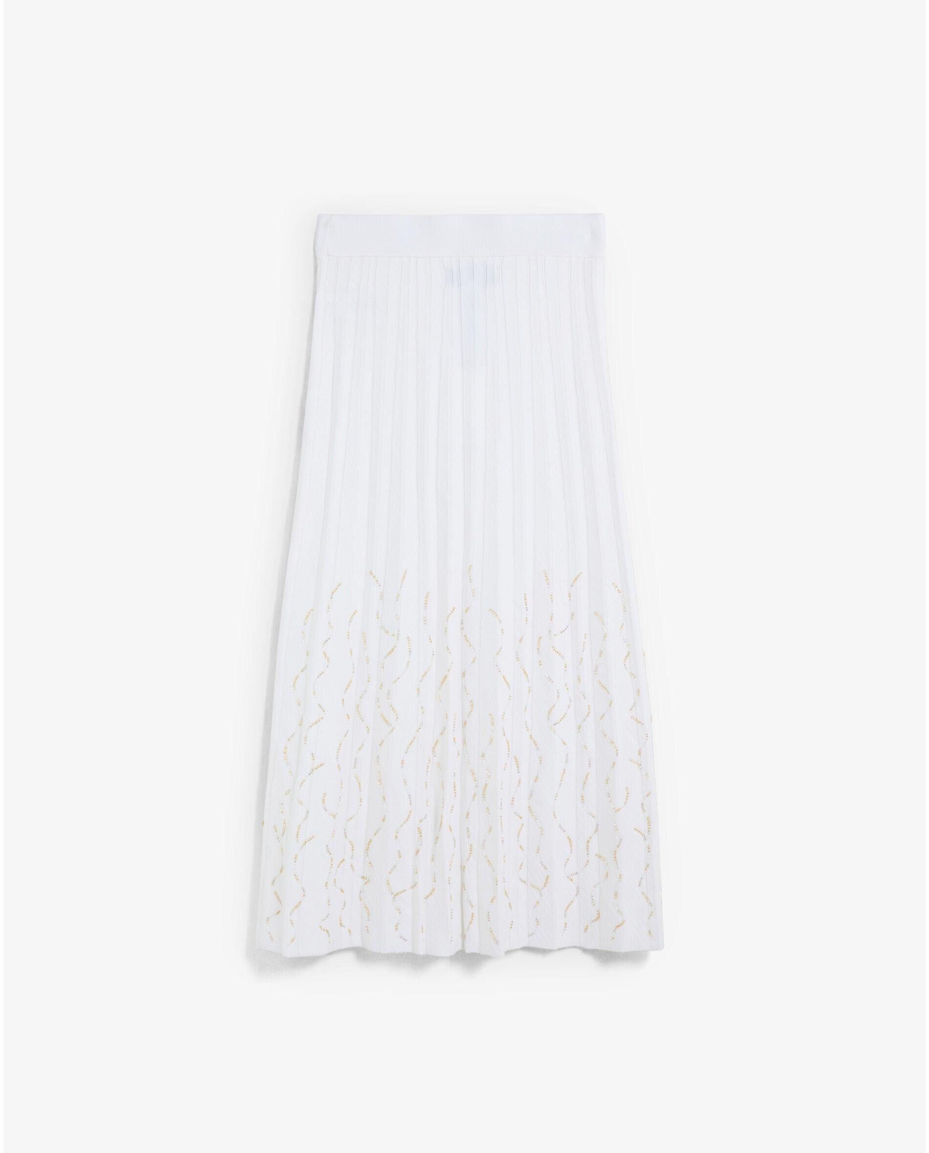 Saia de Malha Midi Plissada Branco-5