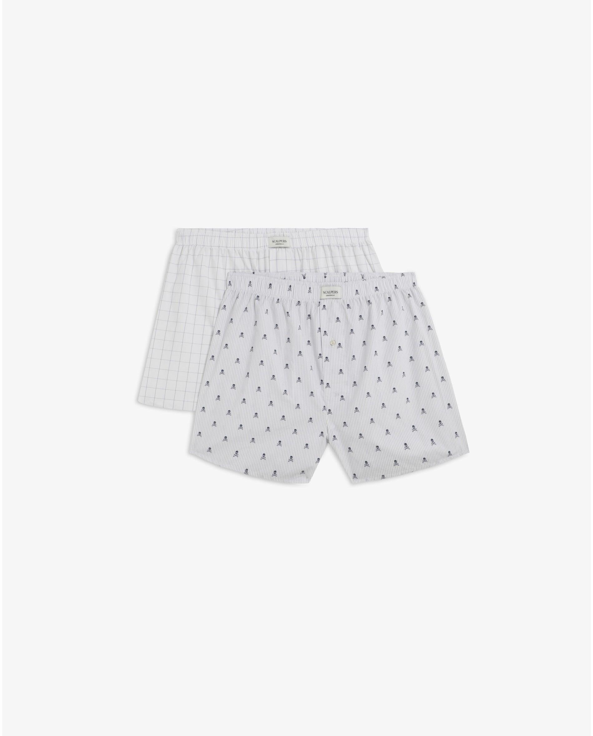 Pack de 2 Boxers de Tecido em Algodão 100% Estampados Branco-1