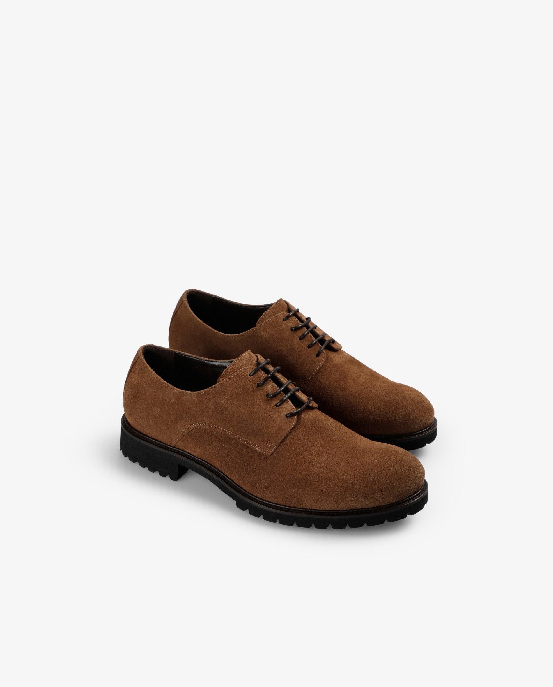Sapatos de Cordões em Camurça com Cordões em Contraste Castanho-2
