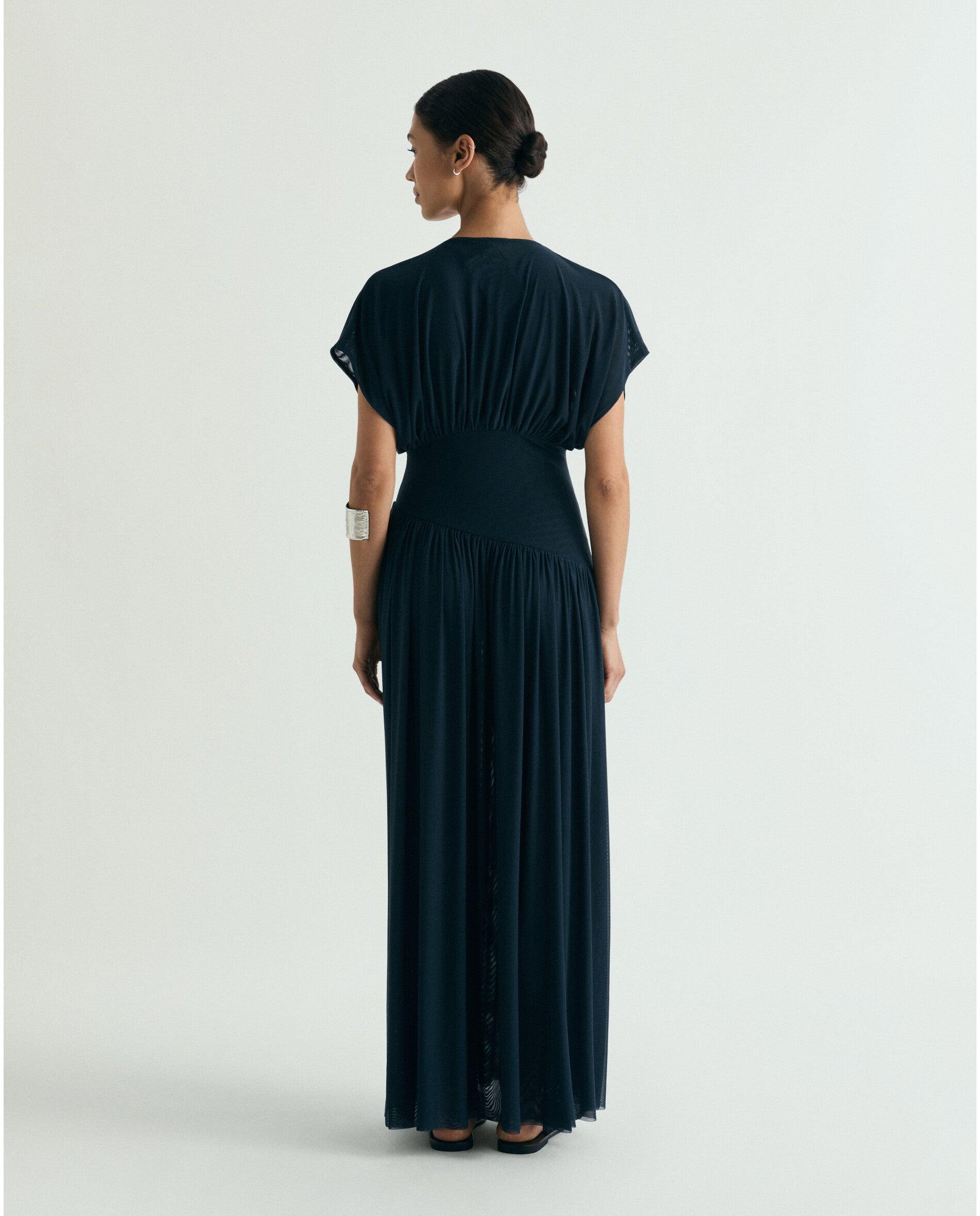 Vestido Comprido com Decote Profundo Navy-3