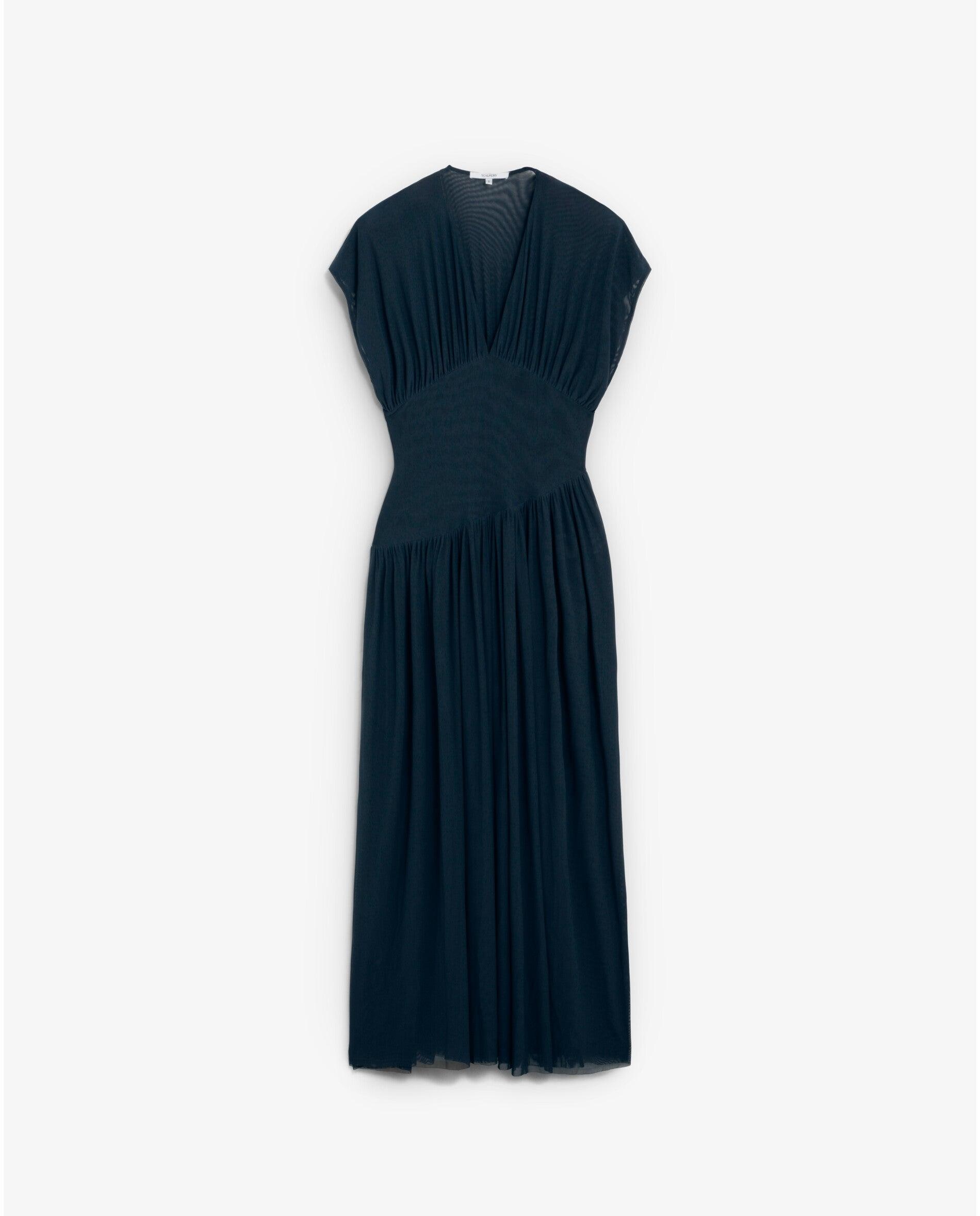 Vestido Comprido com Decote Profundo Navy-4
