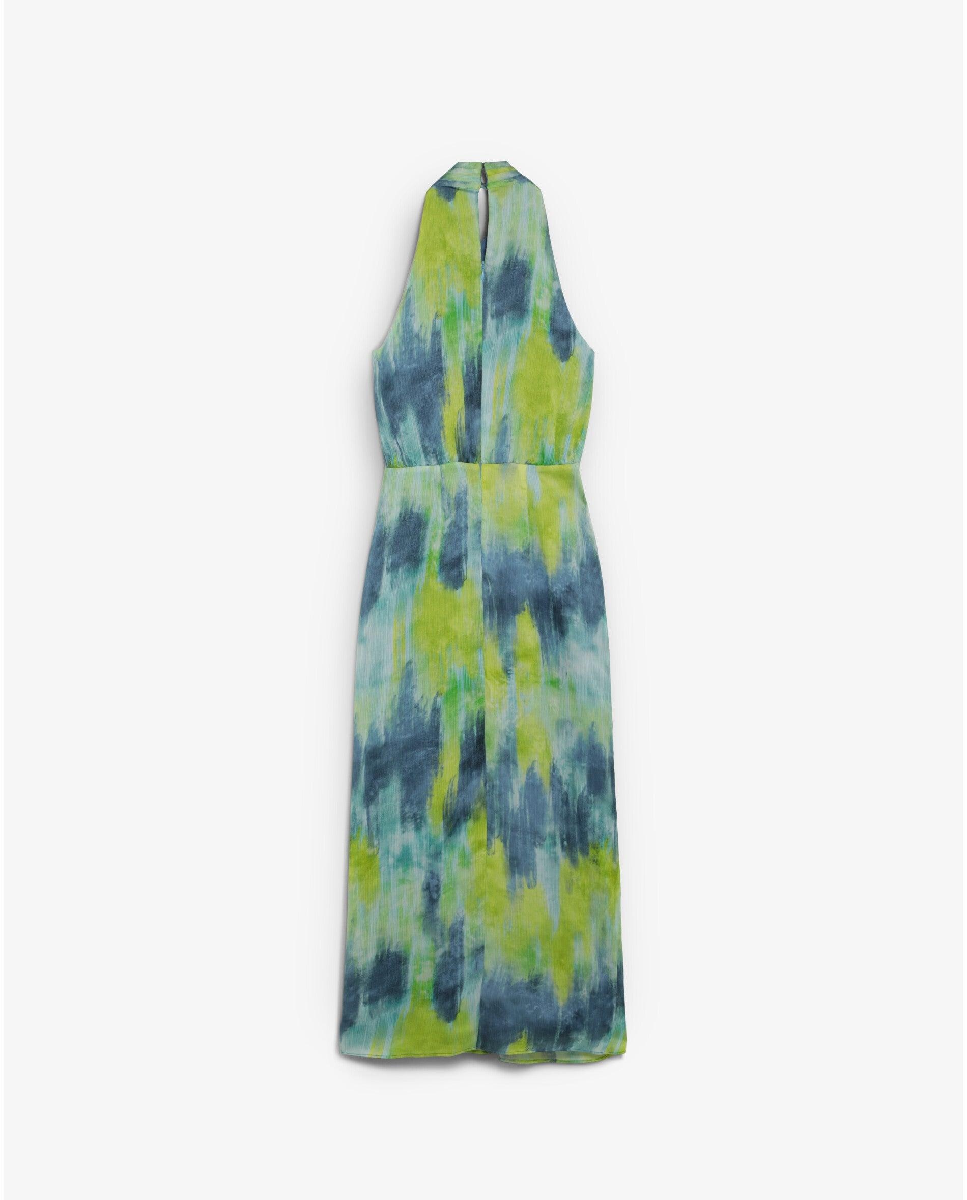 Vestido Midi Tie-dye com Decote Halter Cruzado Multicolor-5