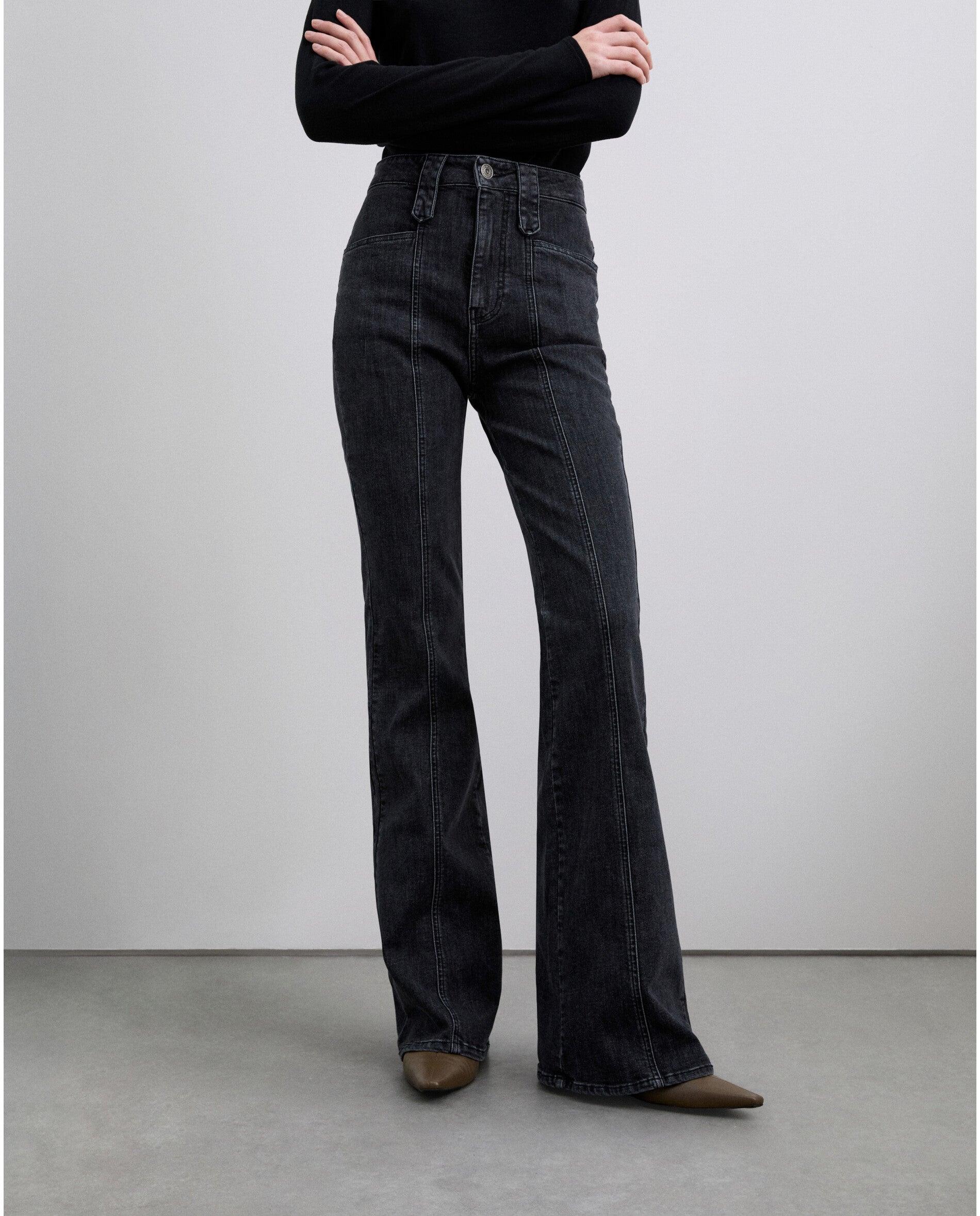 Jeans Slim Fit Bootcut de Cintura Subida Cinzento-escuro-4