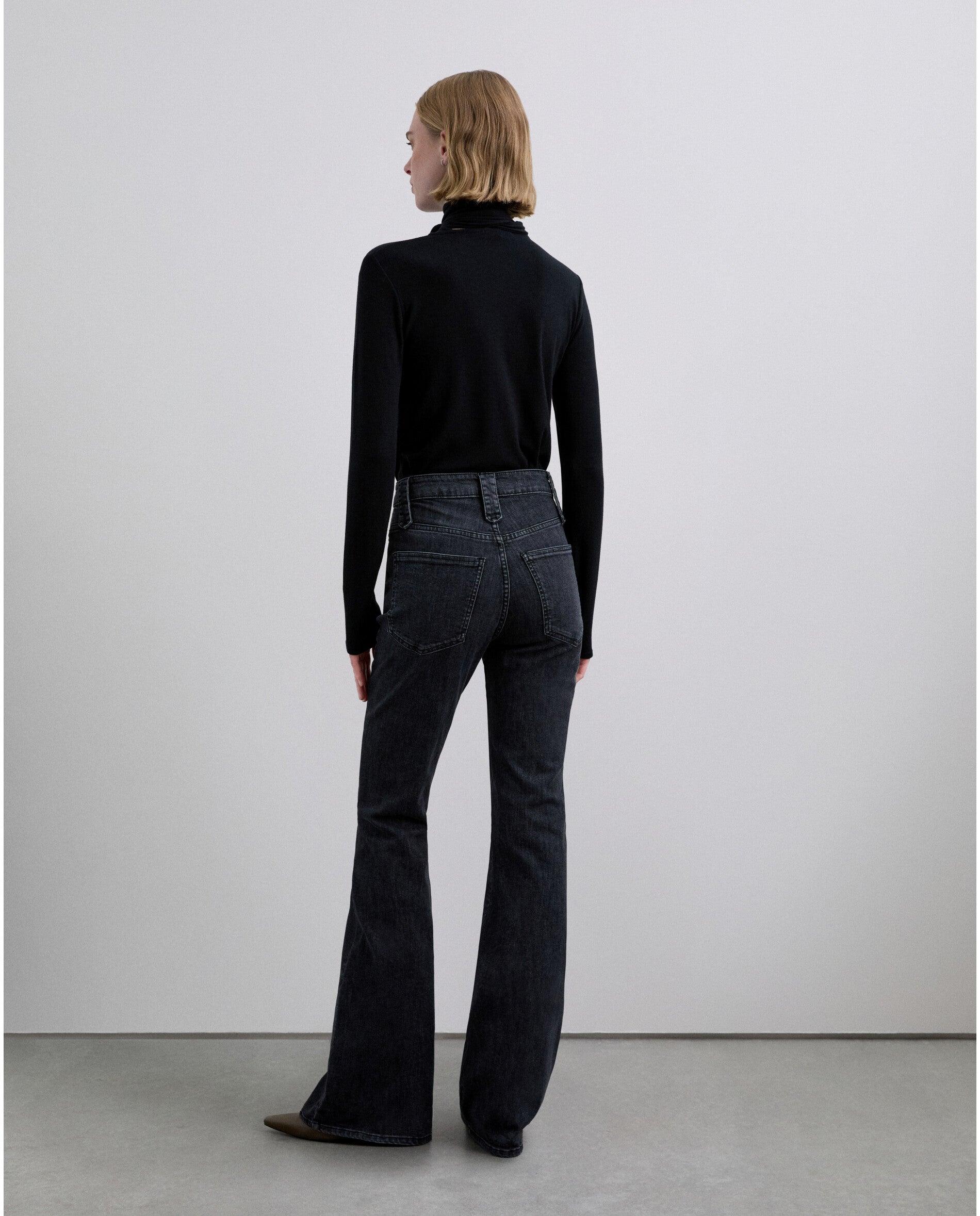 Jeans Slim Fit Bootcut de Cintura Subida Cinzento-escuro-5