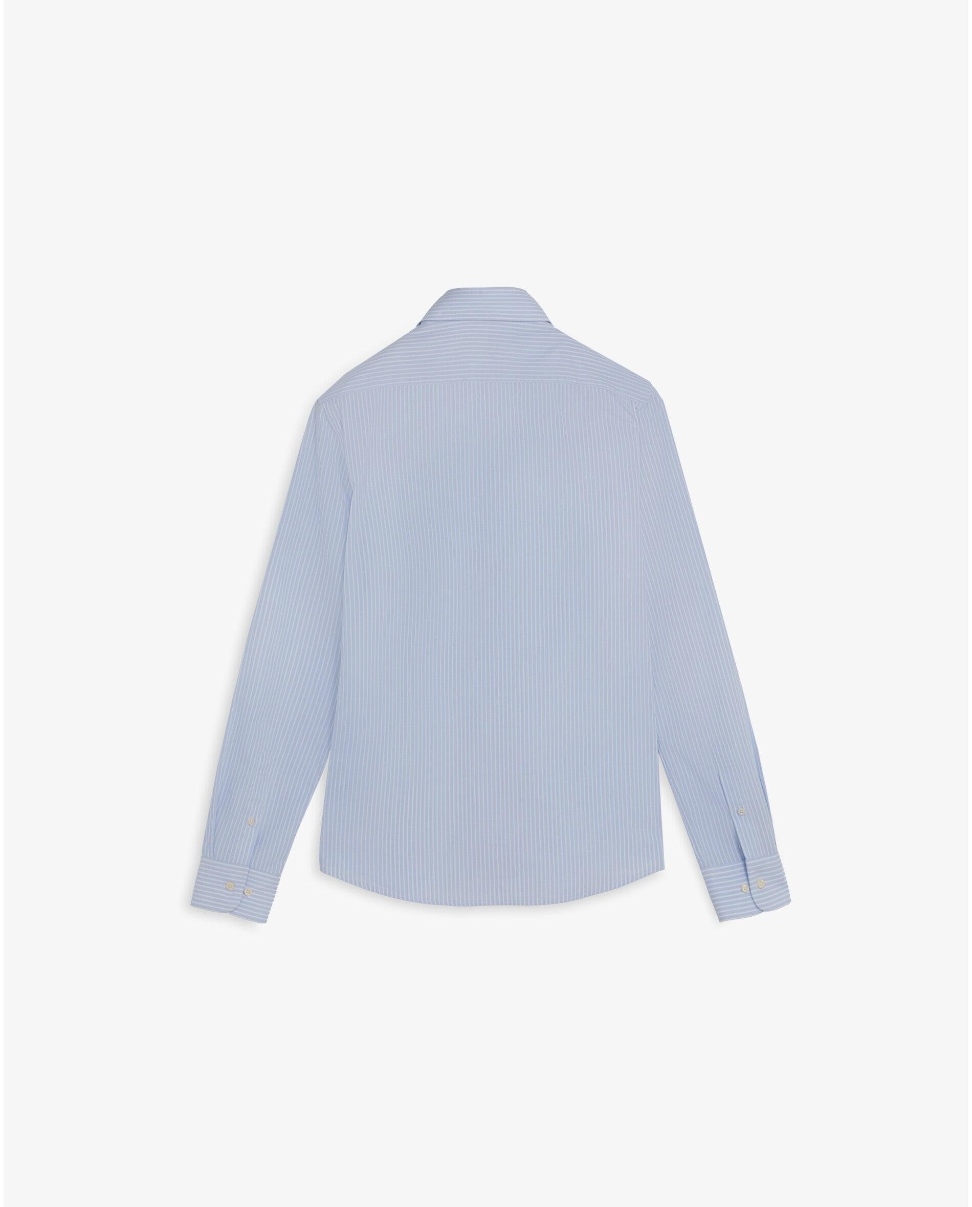 Camisa Regular Fit Às Riscas com Caveira Bordada no Peito Azul-2