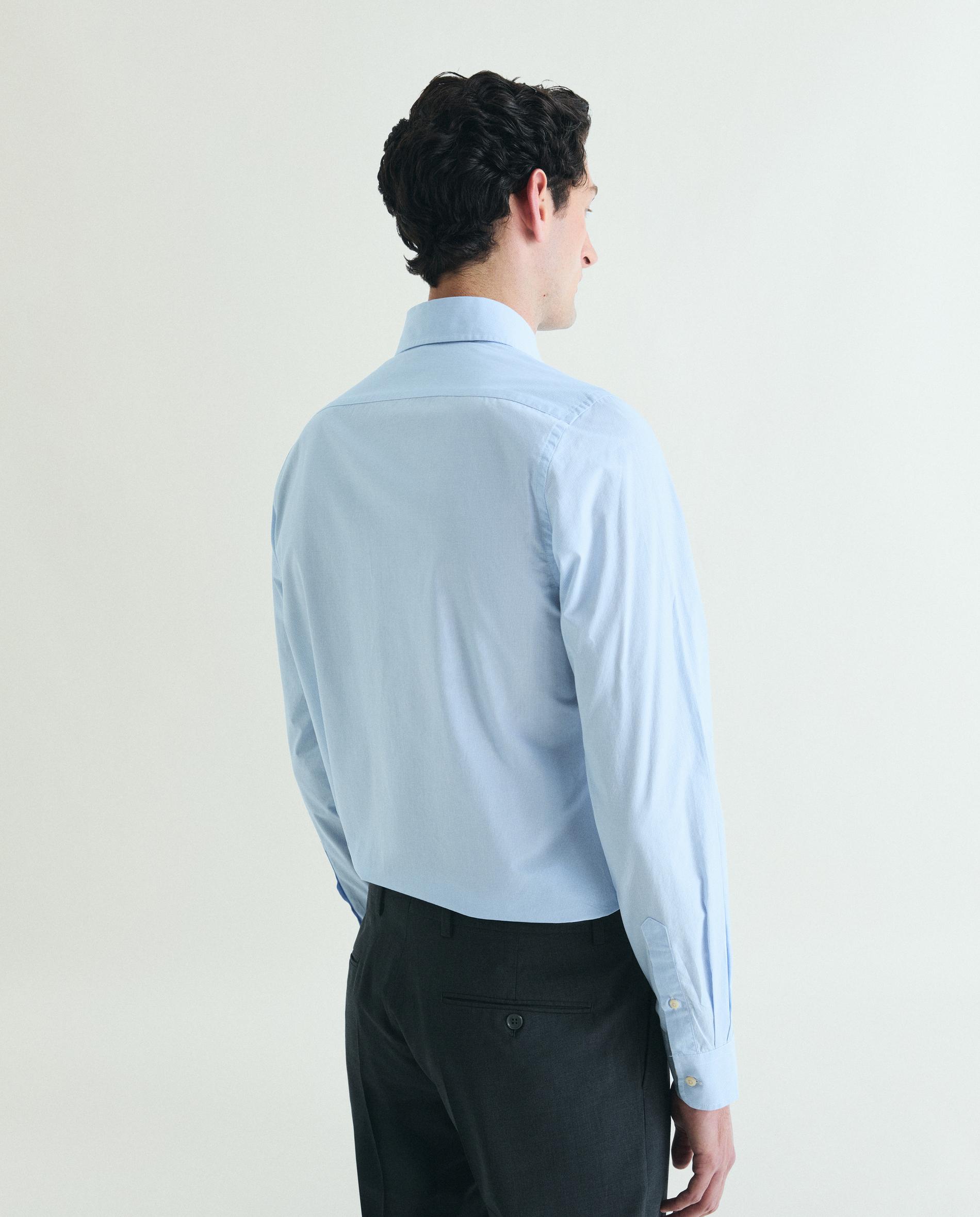 Camisa Aos Quadrados Regular Fit com Caveira Bordada no Peito Azul-3