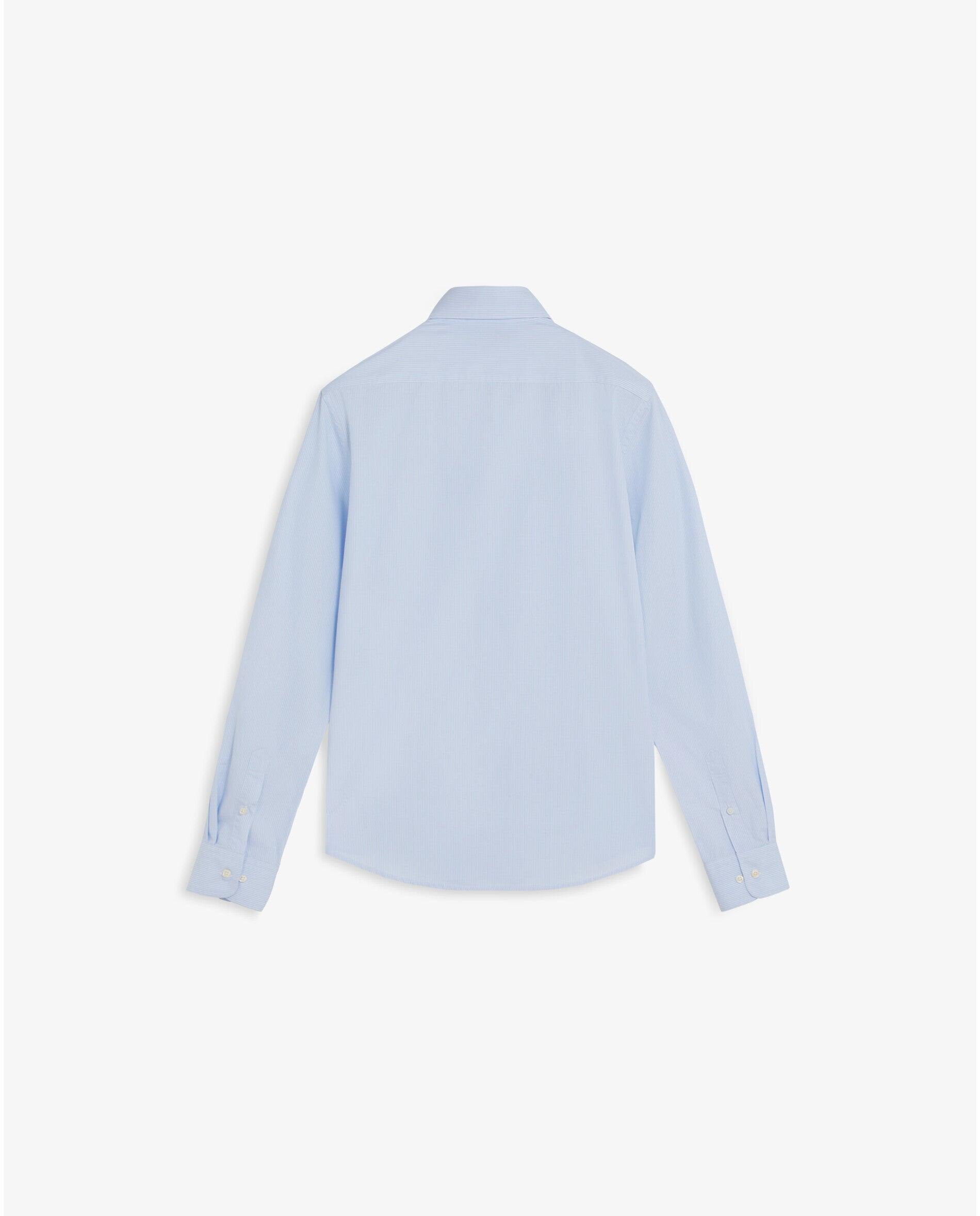 Camisa Regular Fit Às Riscas com Caveira Bordada no Peito Azul-2