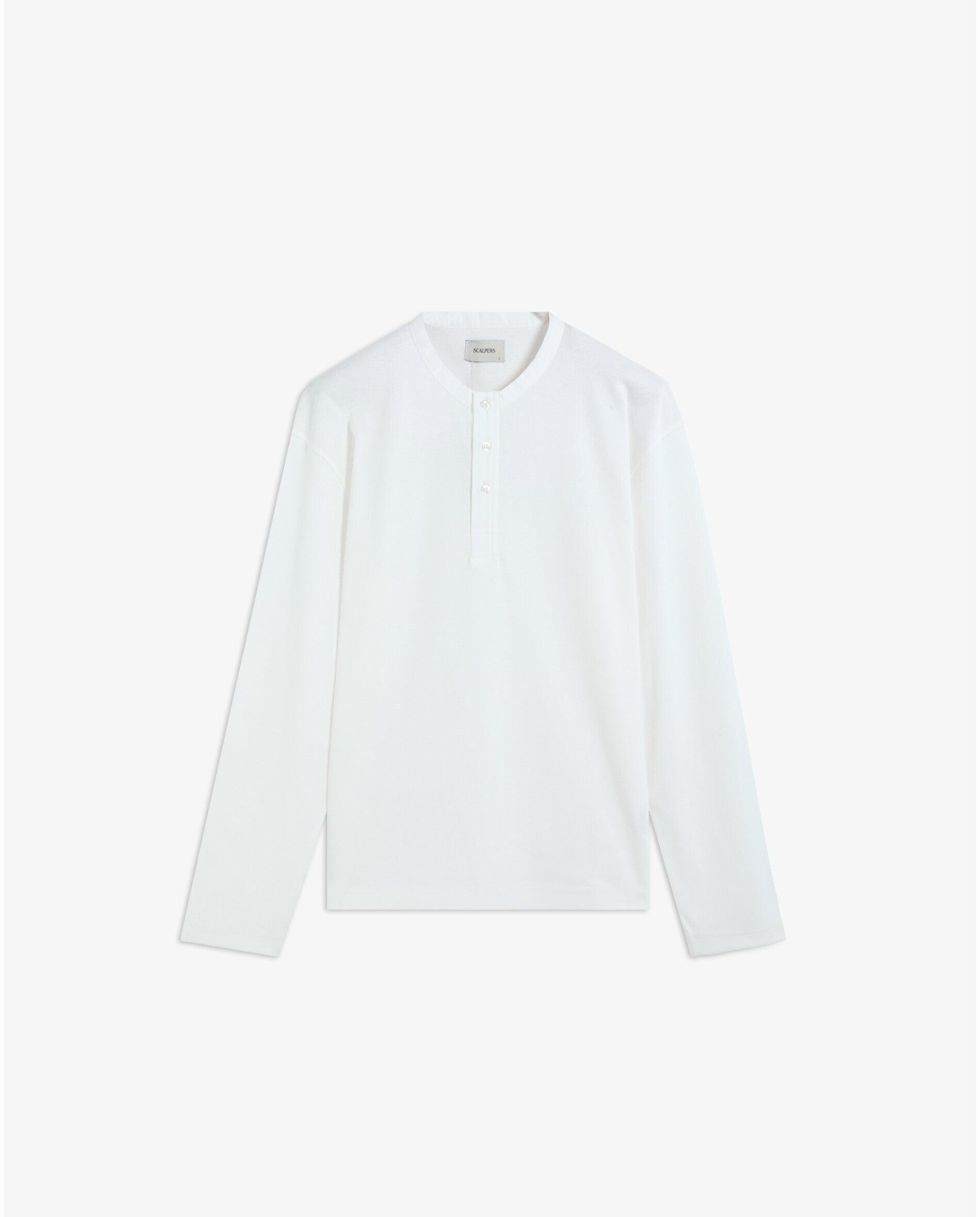 T-shirt de Manga Comprida Boxy Fit com Gola Panadeira Branco-6