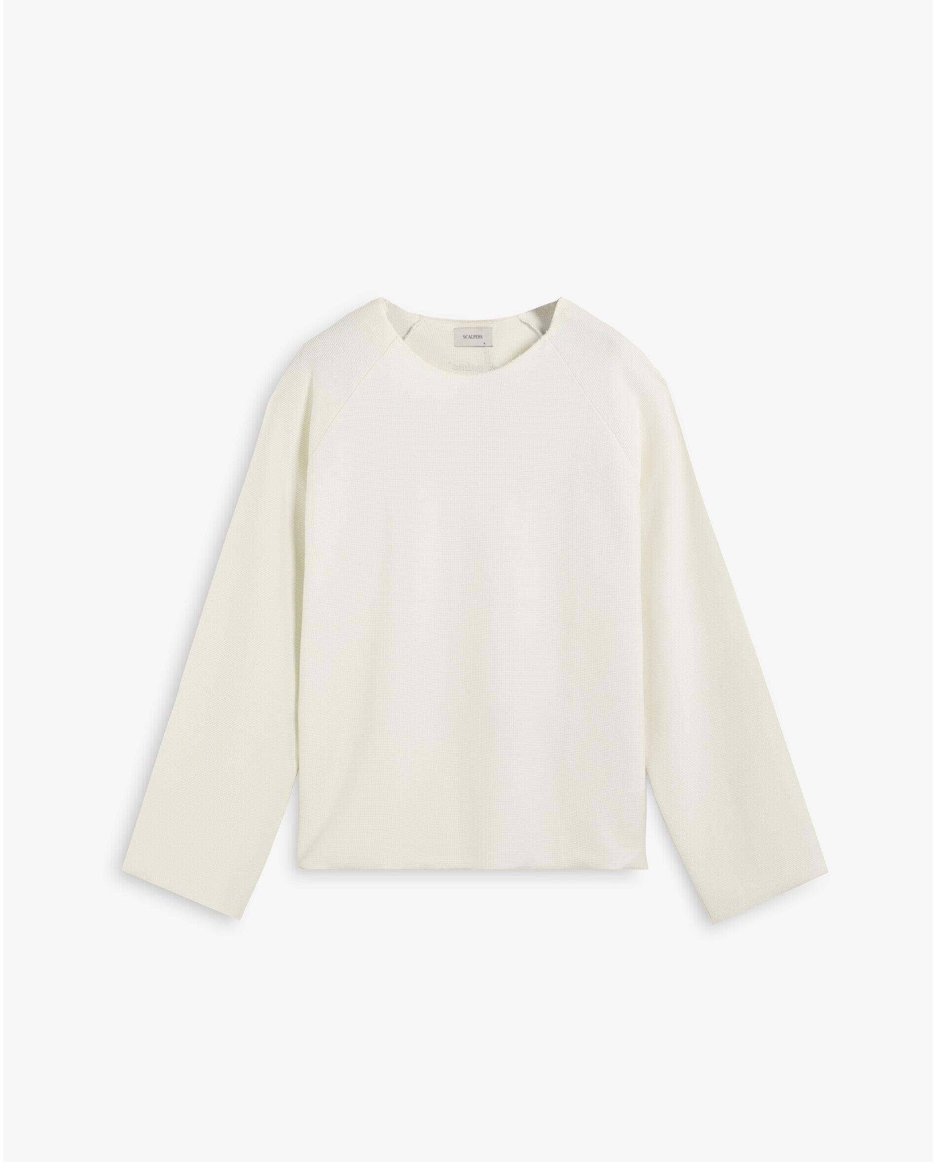 Camisola de Malha Fina Relaxed Fit com Gola Redonda Branco-marfim-6