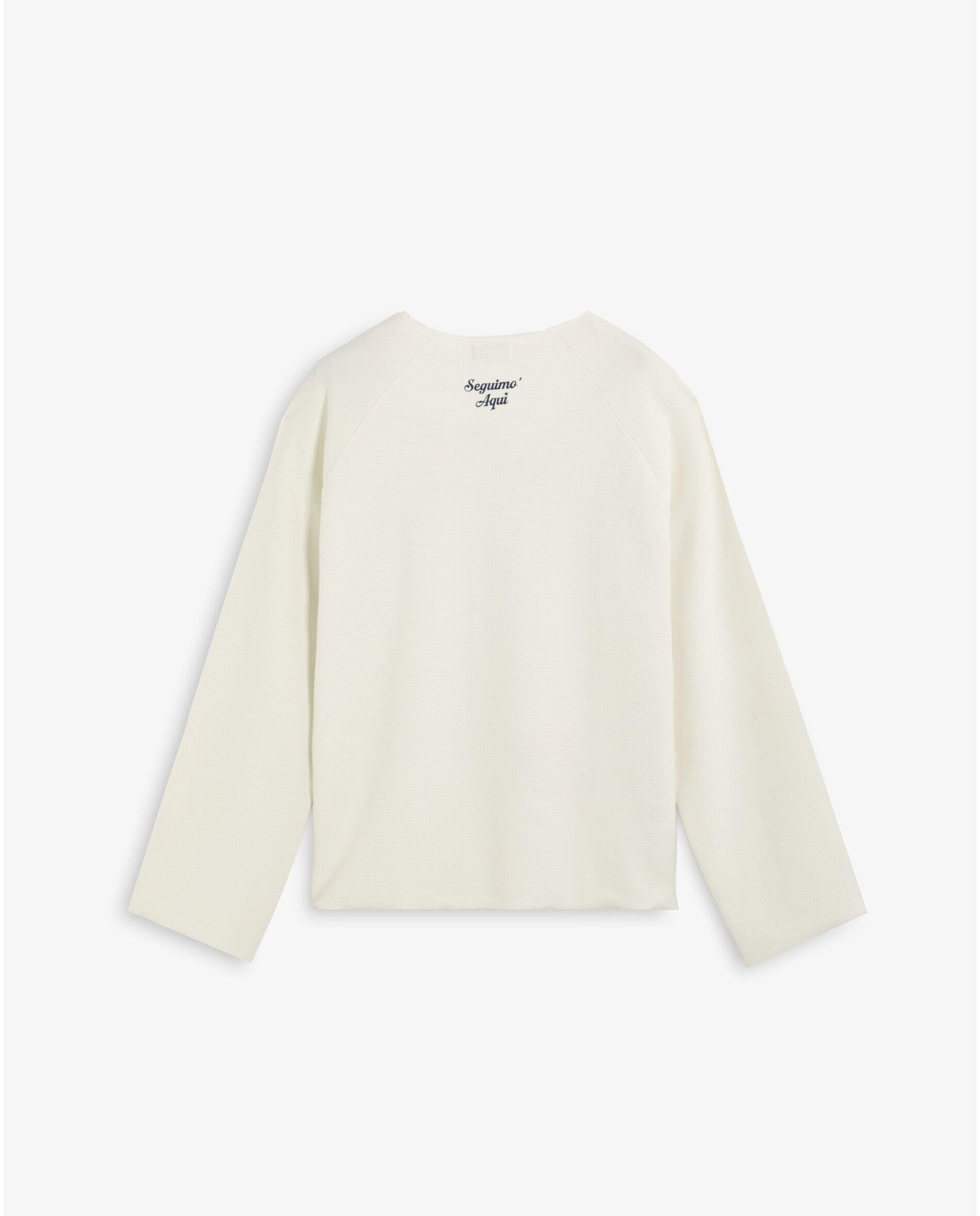 Camisola de Malha Fina Relaxed Fit com Gola Redonda Branco-marfim-7