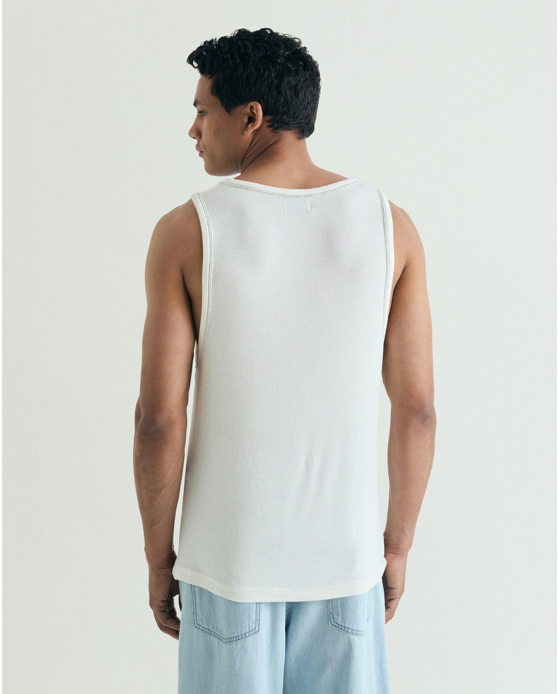 T-shirt Relaxed Fit sem Mangas de Algodão Branco-2