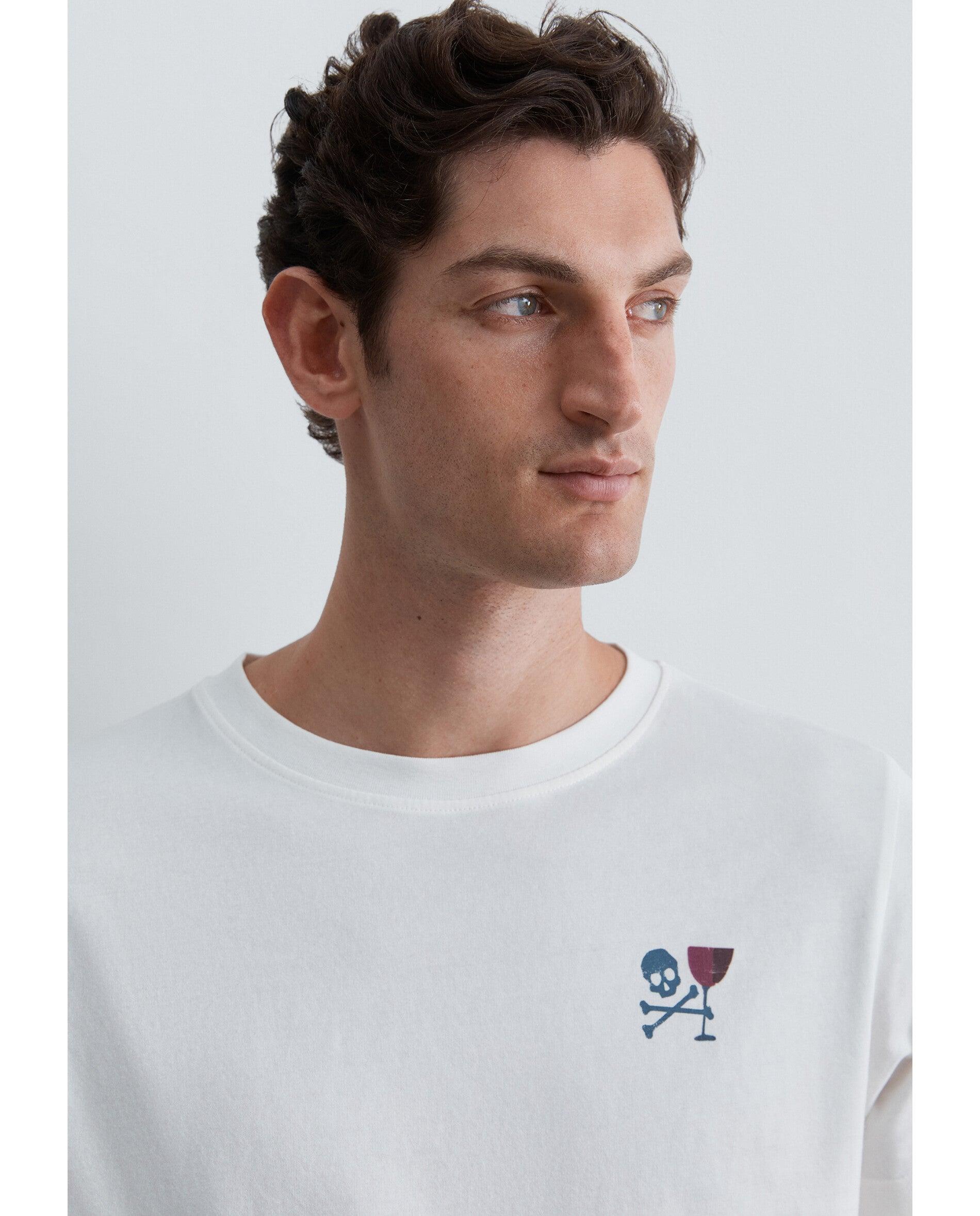 T-shirt de Manga Curta Regular Fit com Estampado Posterior Branco-4