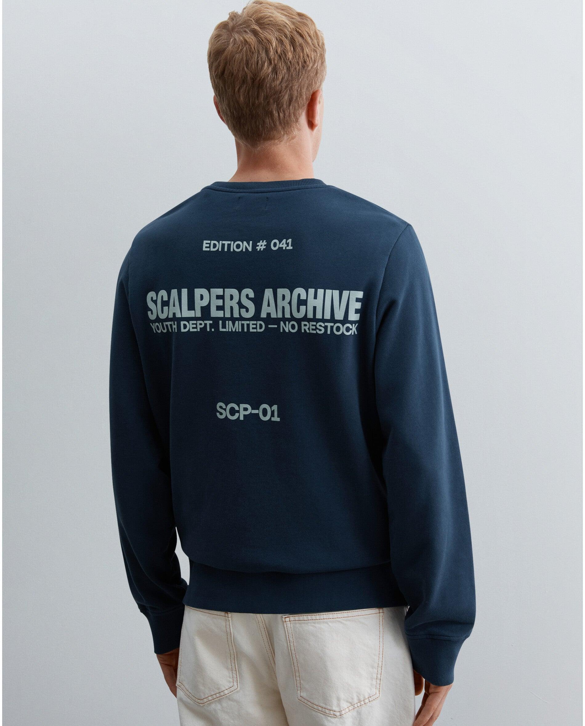 Sweatshirt de Algodão com Gola Redonda e Acabamentos em Rib Navy-2