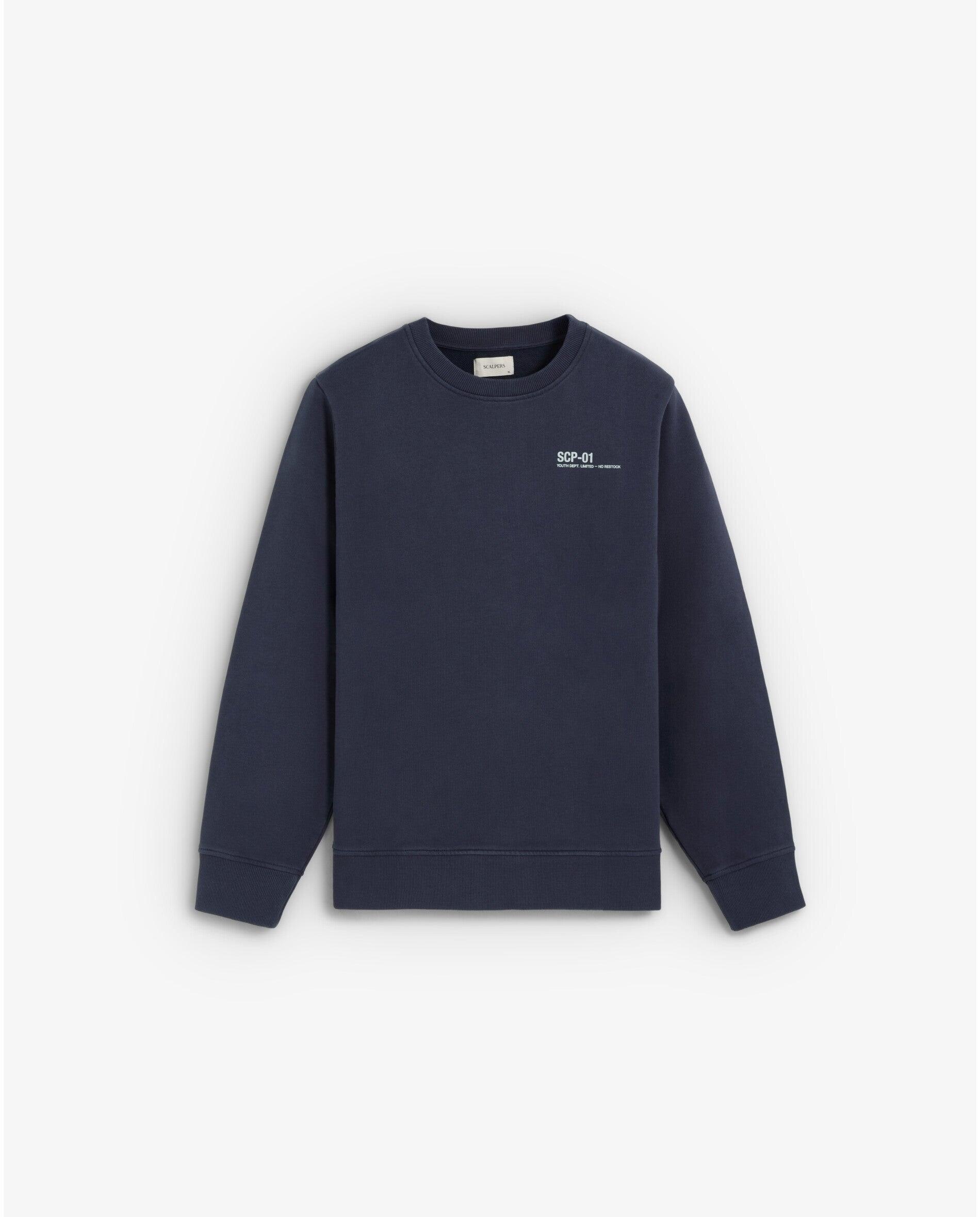 Sweatshirt de Algodão com Gola Redonda e Acabamentos em Rib Navy-5