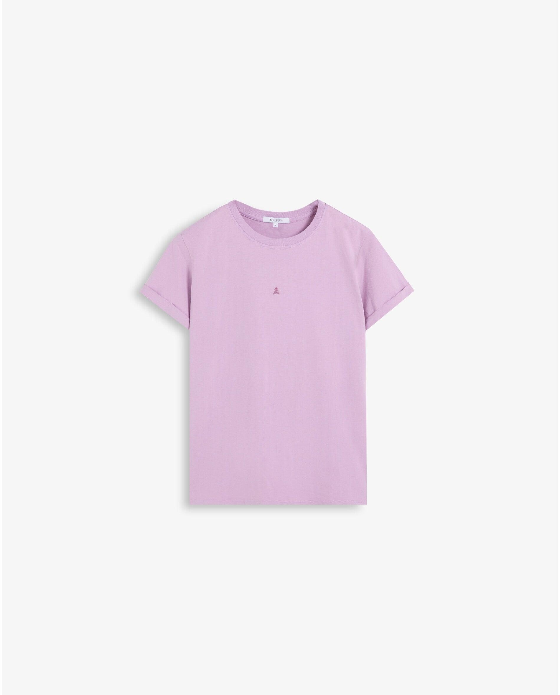 T-shirt Regular Fit com Caveira Bordada Lilás-4