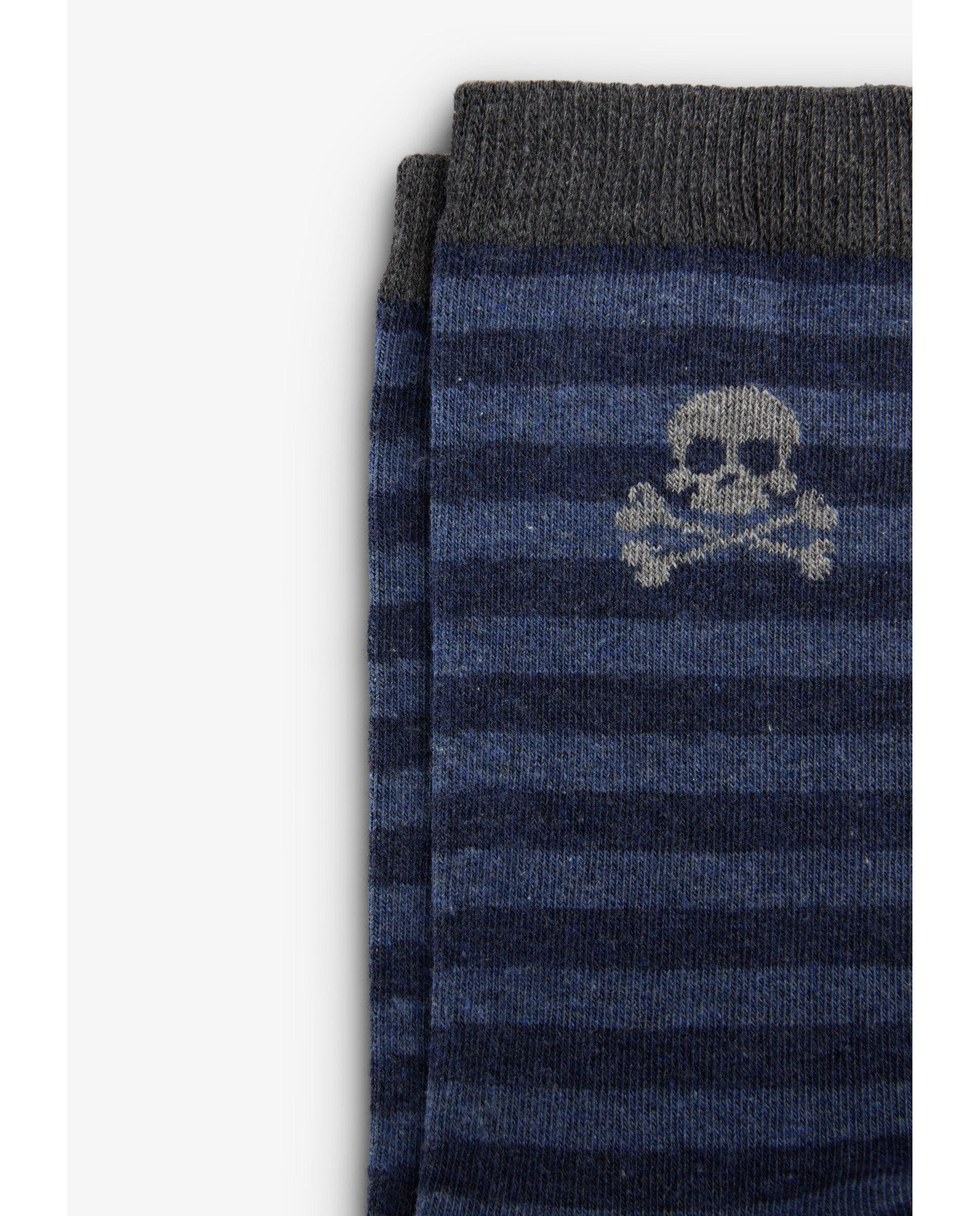 Meias Curtas Infantil com Estampado Às Riscas Navy-2