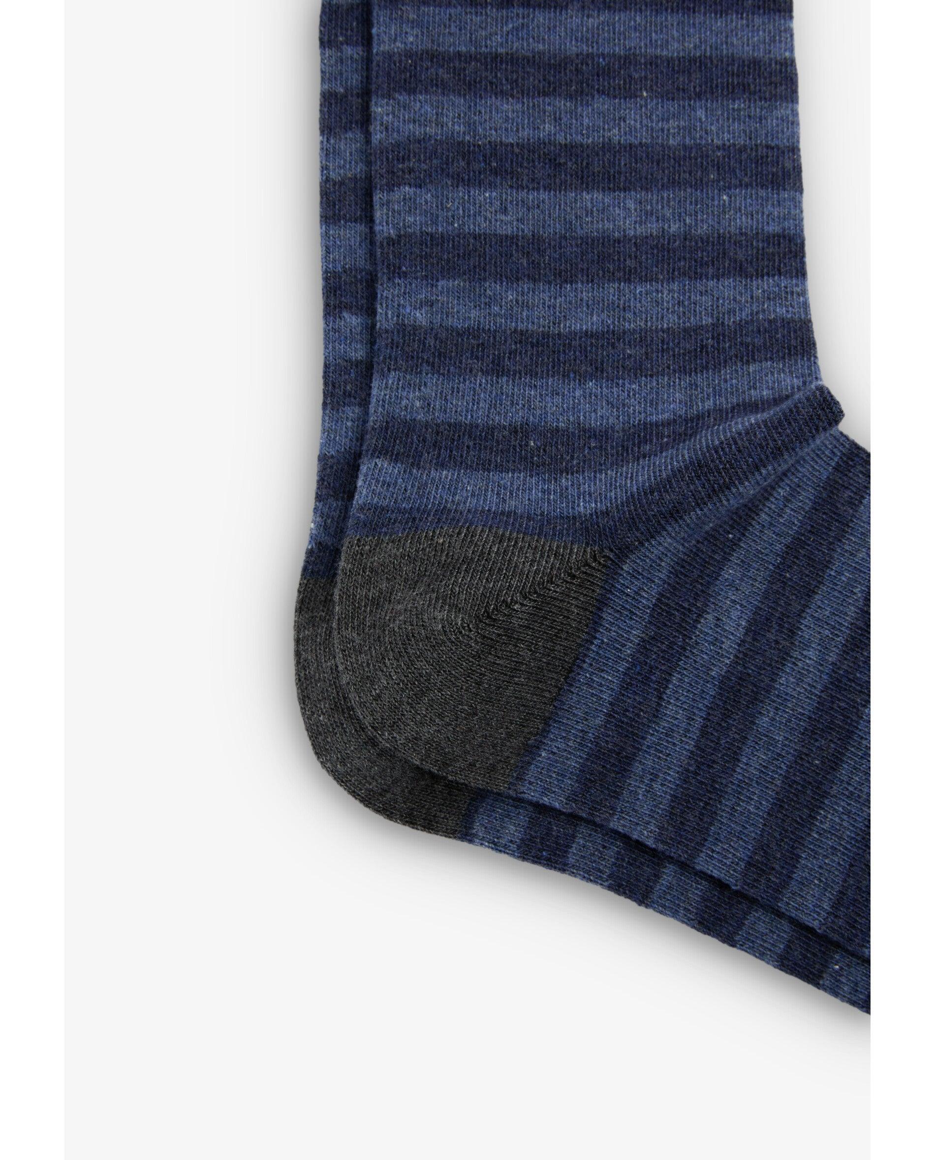 Meias Curtas Infantil com Estampado Às Riscas Navy-3