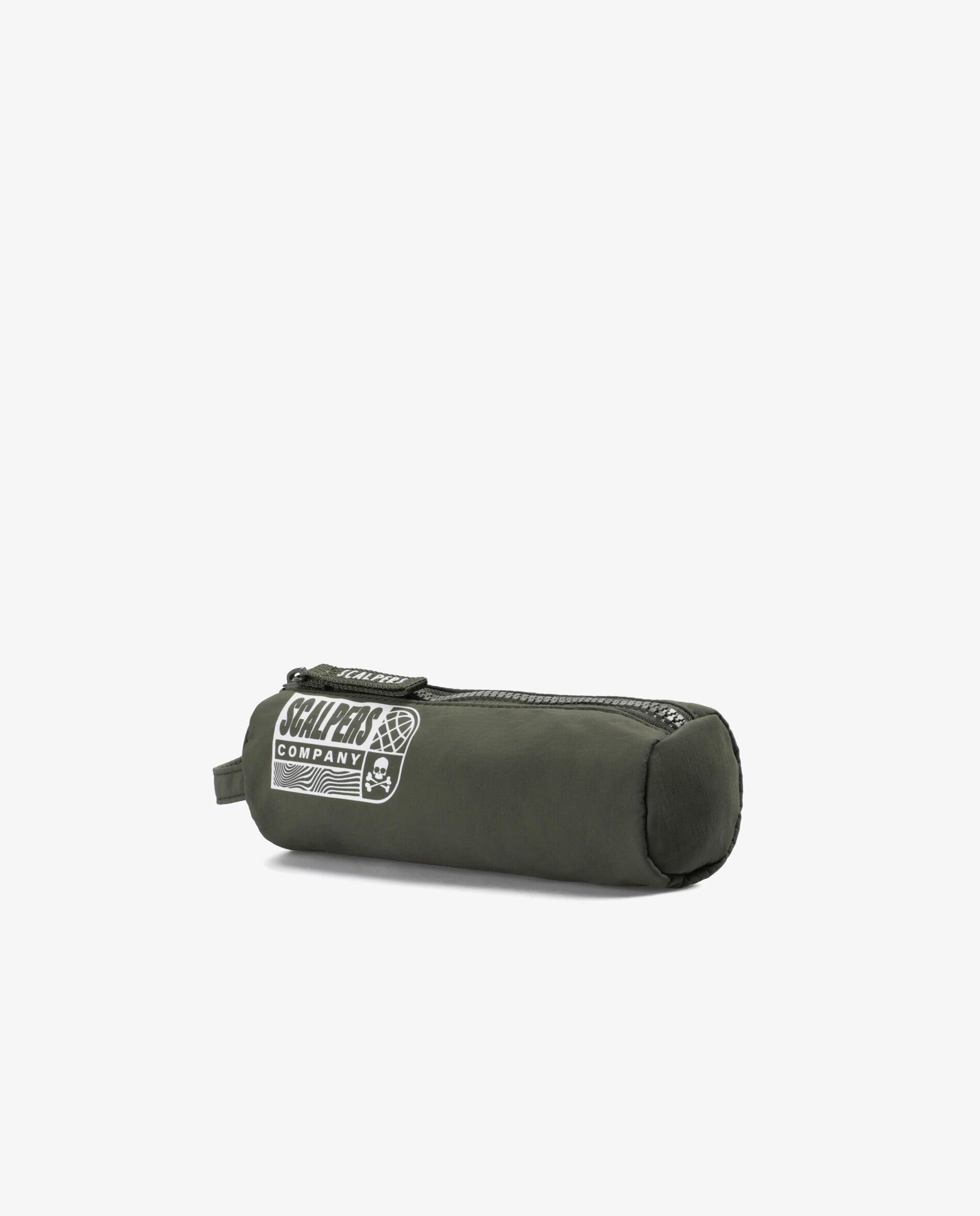 Estojo Infantil em Tecido Resistente com Fecho Zip e Alça Lateral Verde-militar-3
