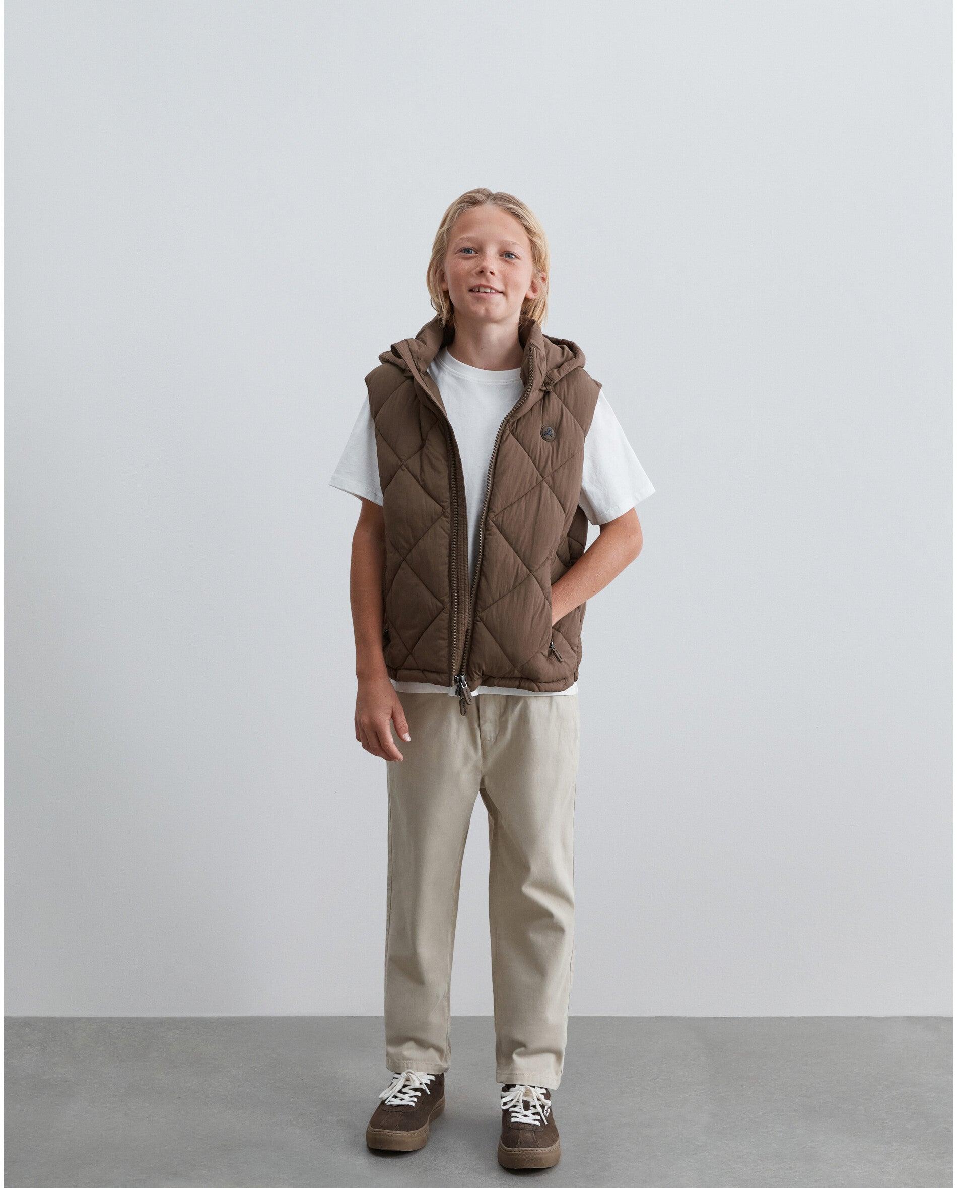 Colete Infantil Acolchoado Repelente À Água com Capuz Scalpers Taupe-4