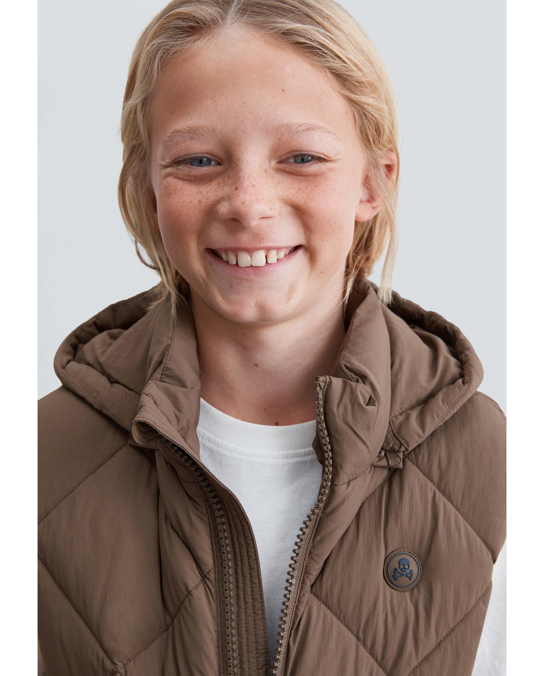 Colete Infantil Acolchoado Repelente À Água com Capuz Scalpers Taupe-5
