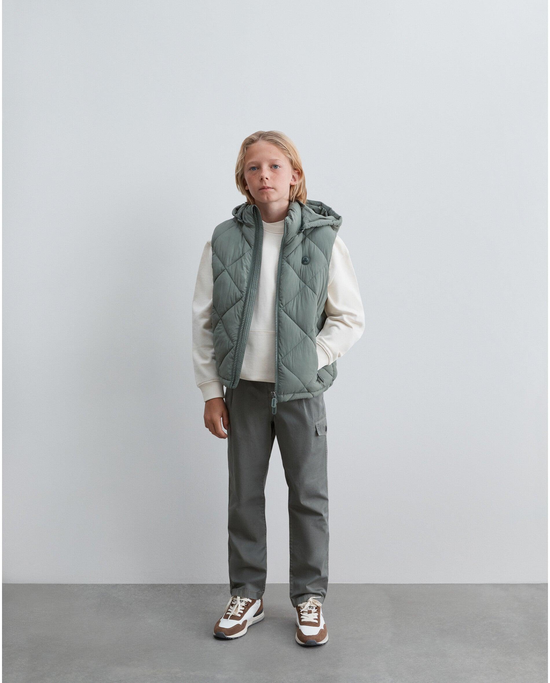 Colete Infantil Repelente À Água com Fecho Zip Scalpers Verde-antiquário-2