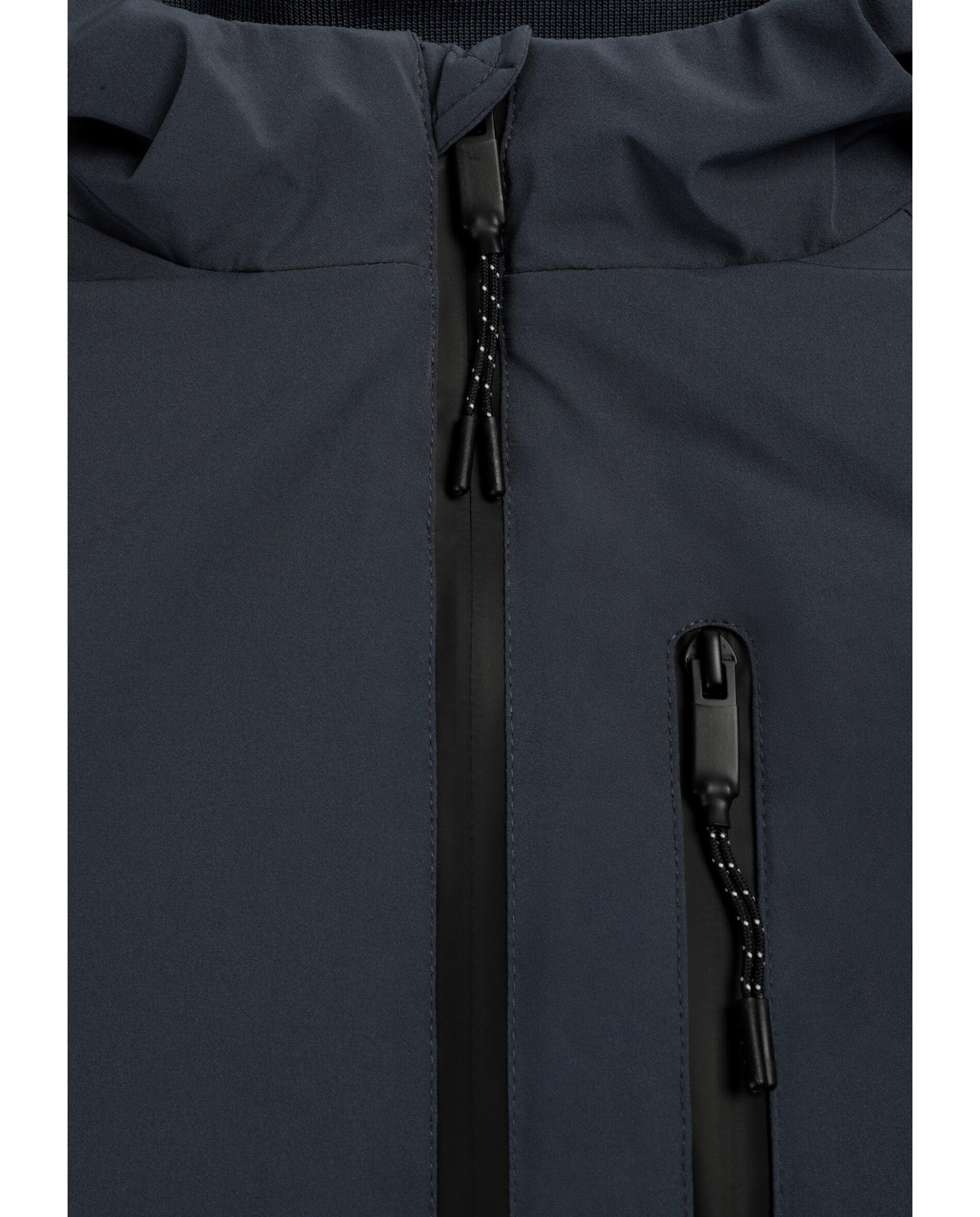Parka Repelente À Água e Resistente Ao Vento com Capuz Azul-escuro-3