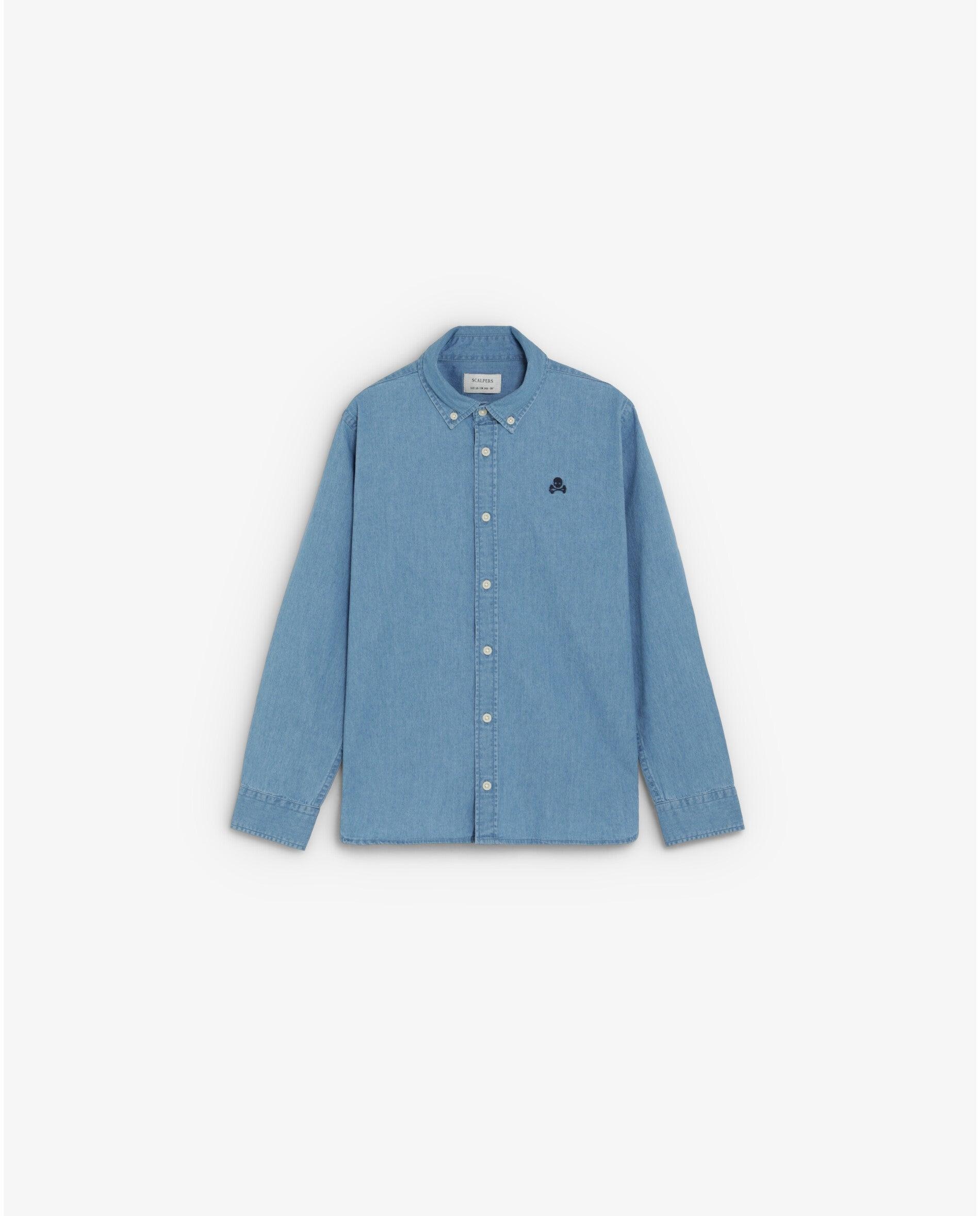 Camisa Light Denim de Manga Comprida Azul-ganga-6