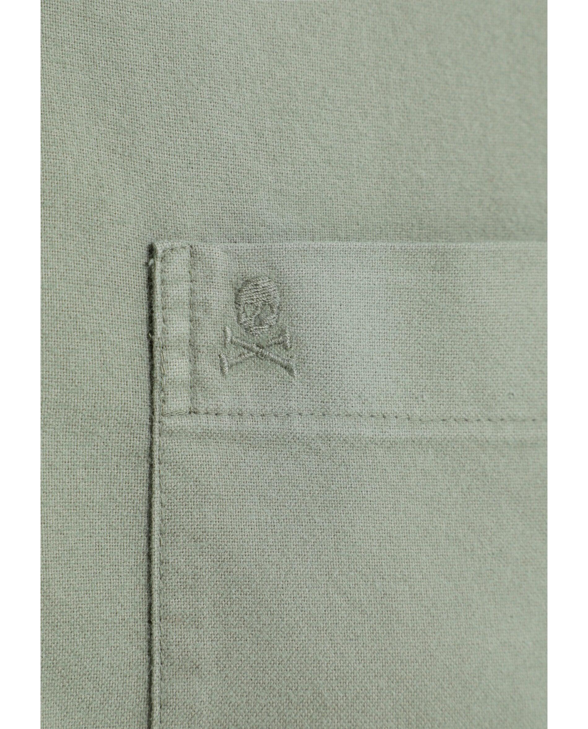 Camisa Oxford Lisa com Bolso no Peito Caqui-3