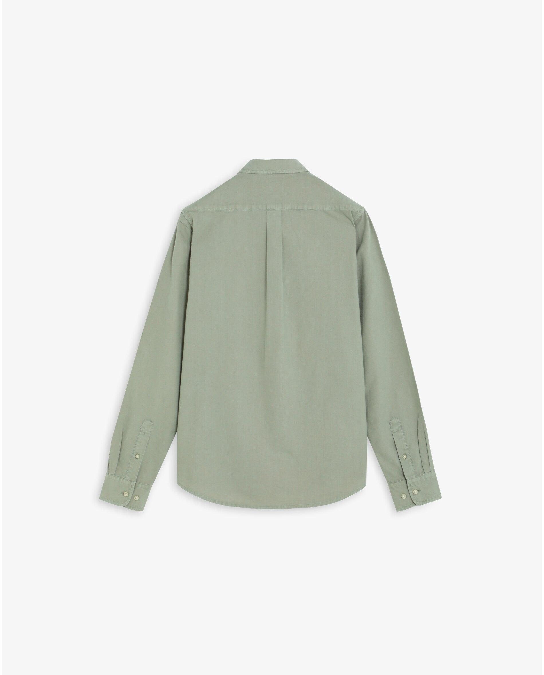 Camisa Oxford Lisa com Bolso no Peito Caqui-6