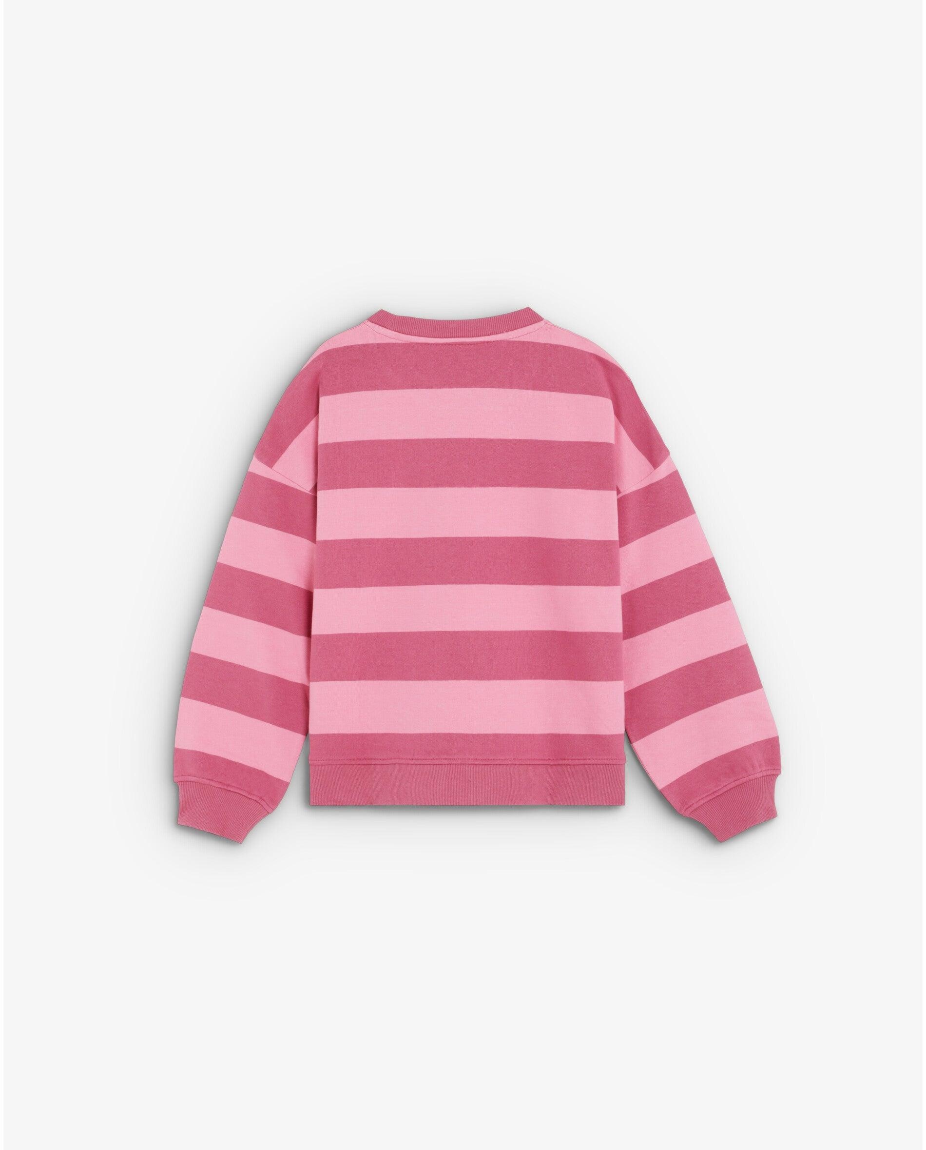 Sweatshirt Infantil Relaxed Fit com Estampado Às Riscas Rosa-6