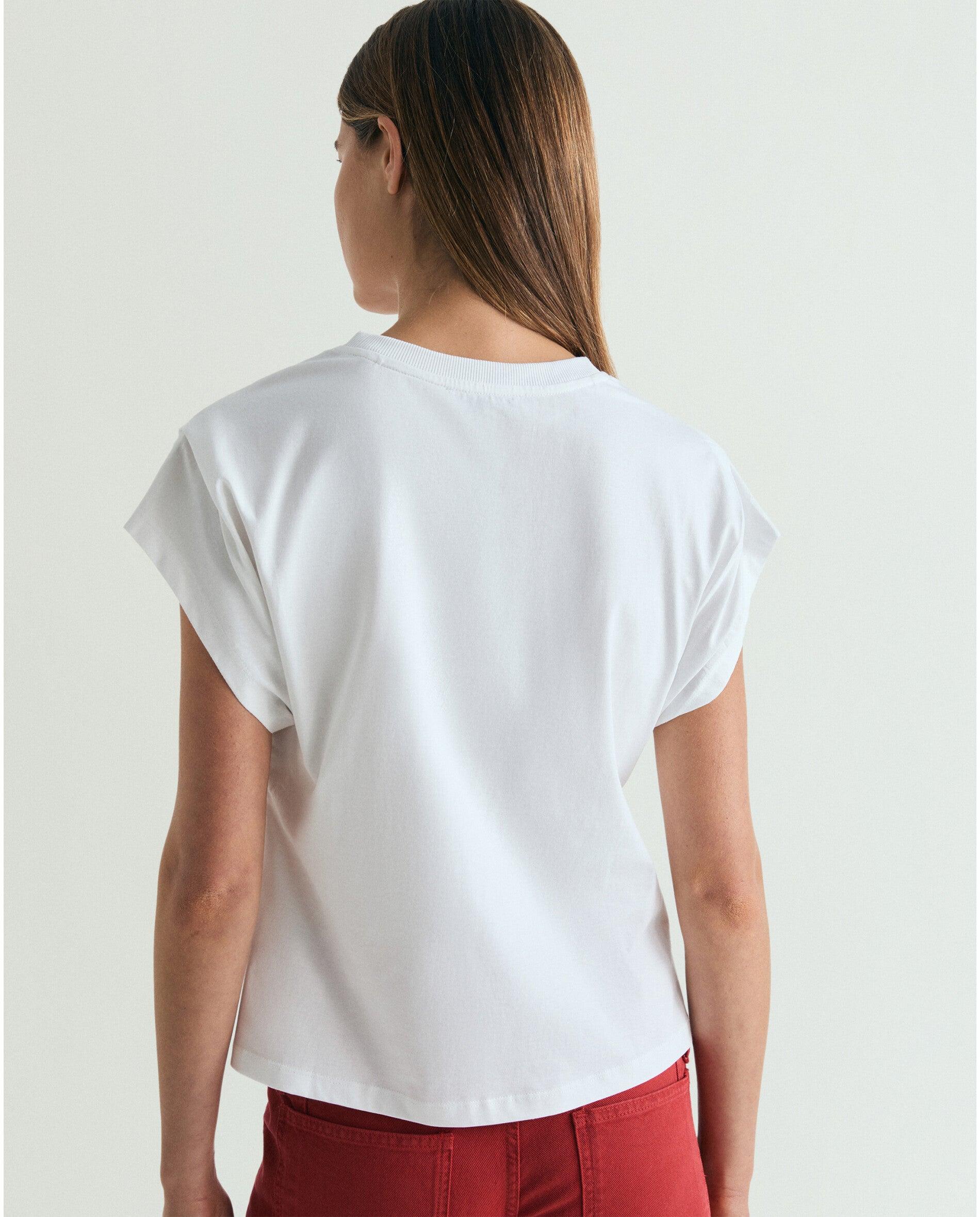 T-shirt de Manga Curta com Pendentes de Contas Branco-2