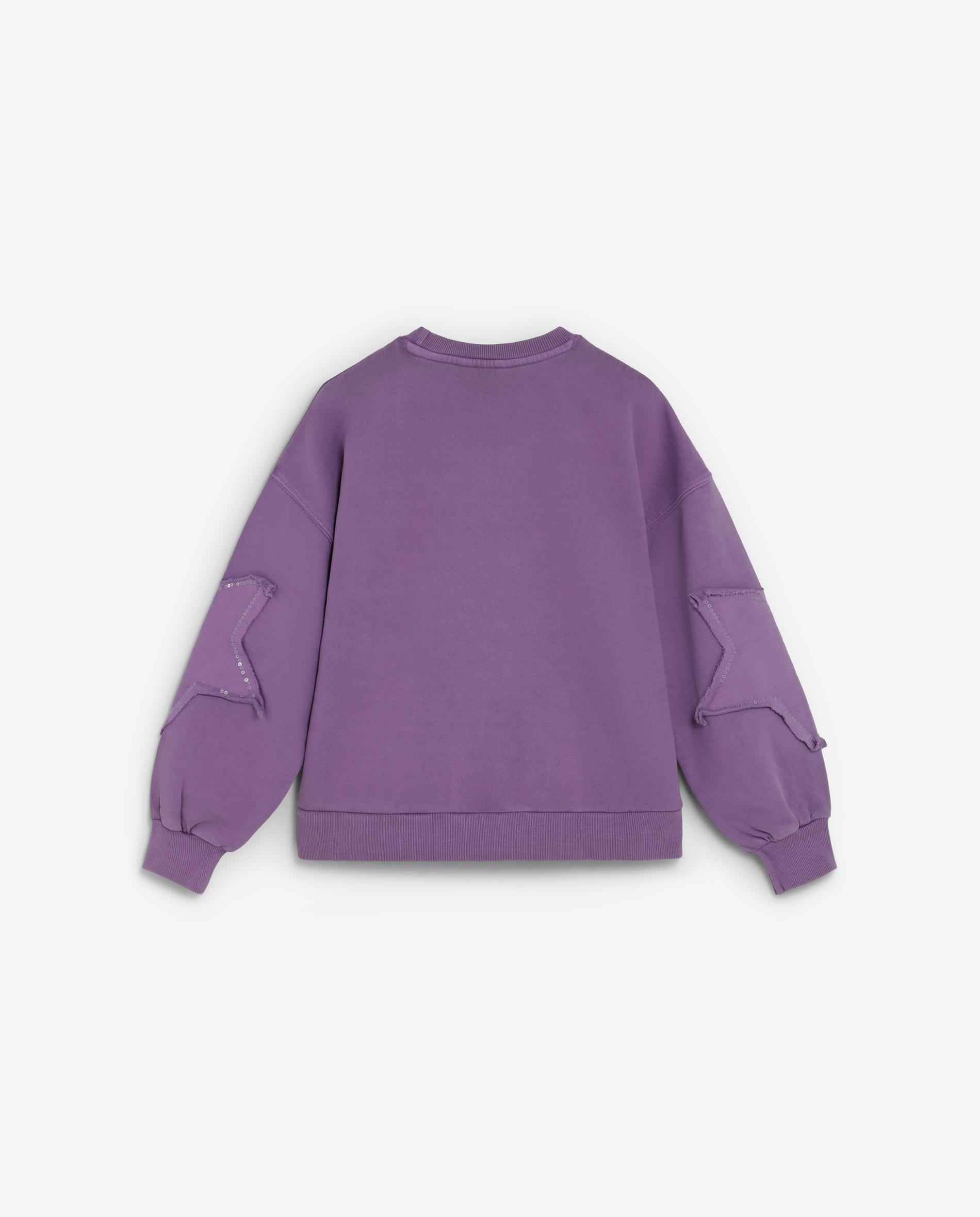 Sweatshirt Infantil com Patches em Forma de Estrela e Lantejoulas Decorativas Scalpers Púrpura-2