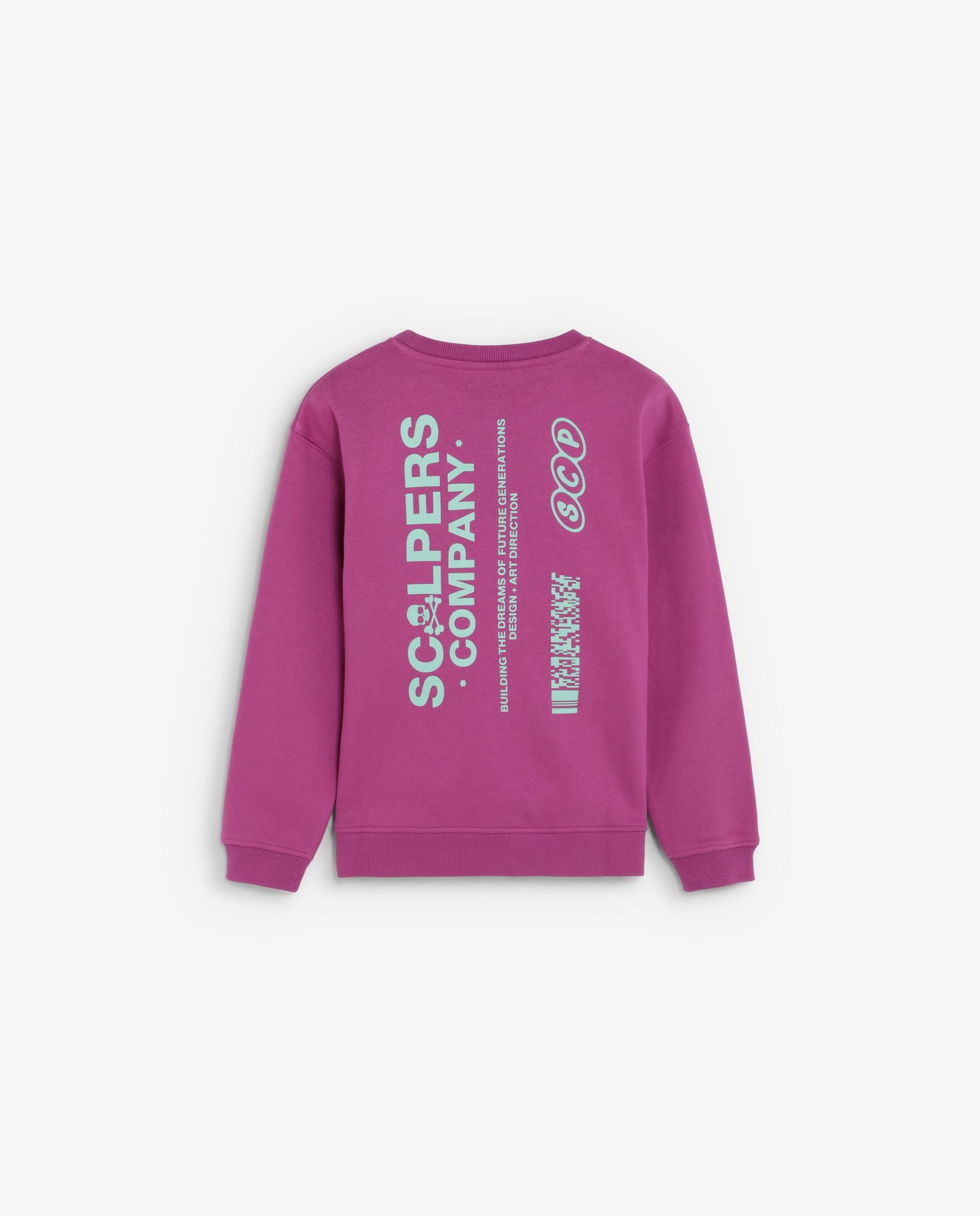 Sweatshirt Infantil com Bolsos e Estampados Gráficos Magenta-2