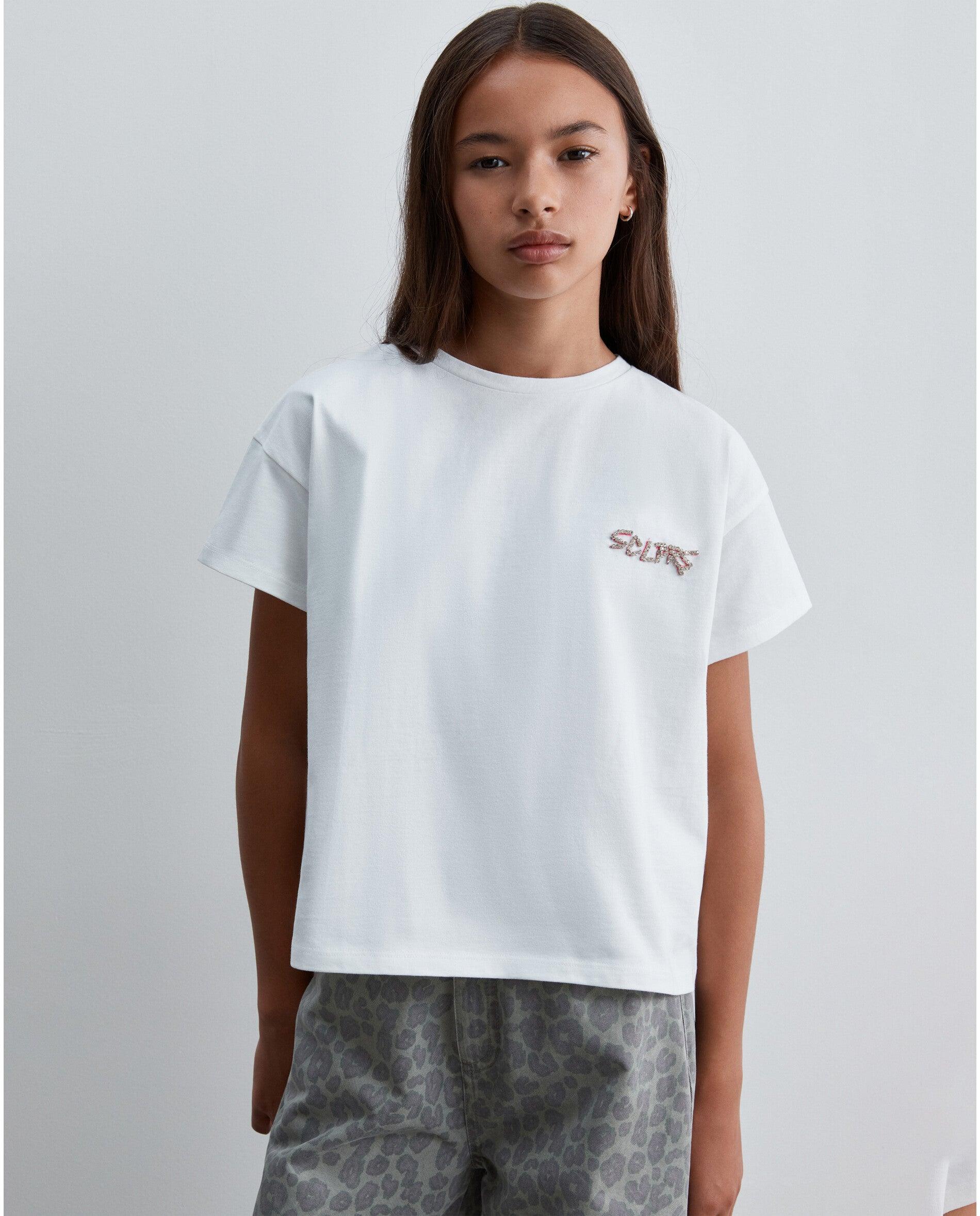 Imagem 0 de T-shirt Relaxed Fit com Detalhe de Strass no Peito
