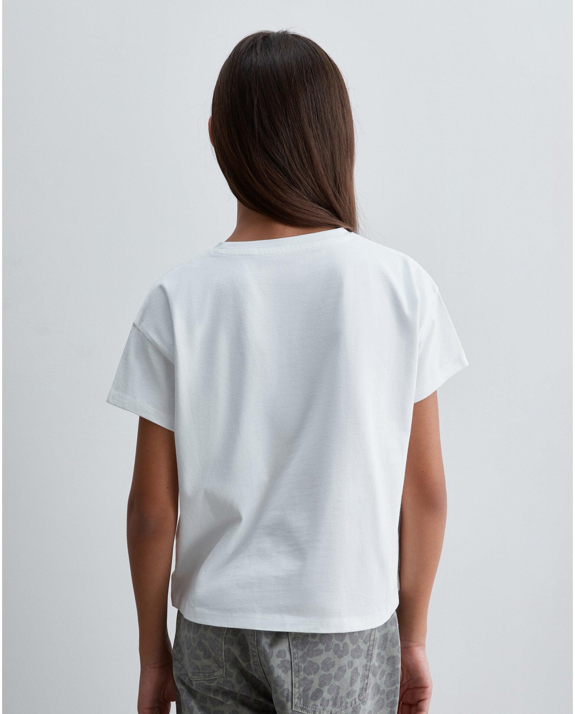 T-shirt Relaxed Fit com Detalhe de Strass no Peito Branco-2