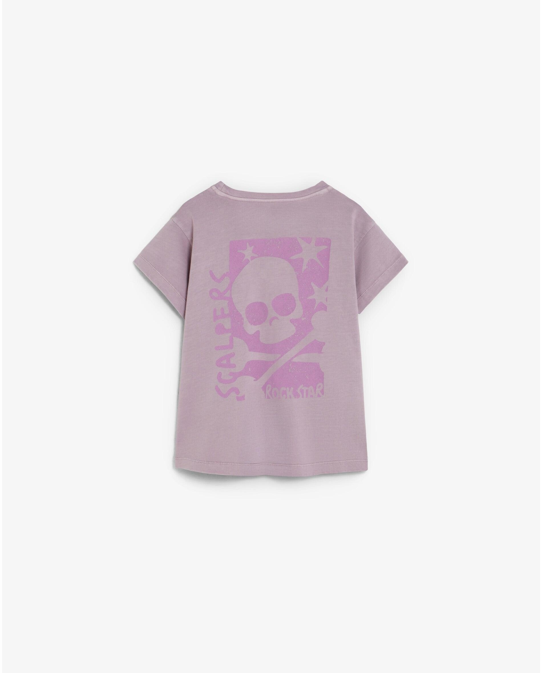 T-shirt Infantil de Manga Curta com Estampado Posterior Lilás-2