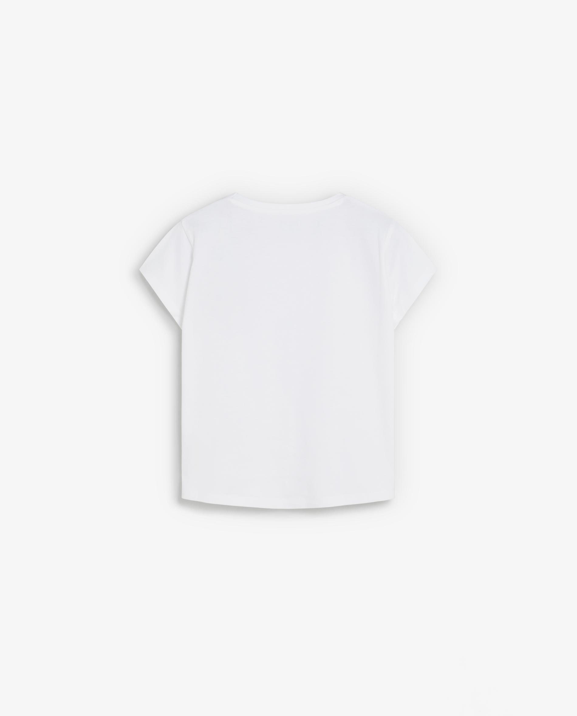 T-shirt Infantil de Manga Curta com Caveira de Strass Branco-2