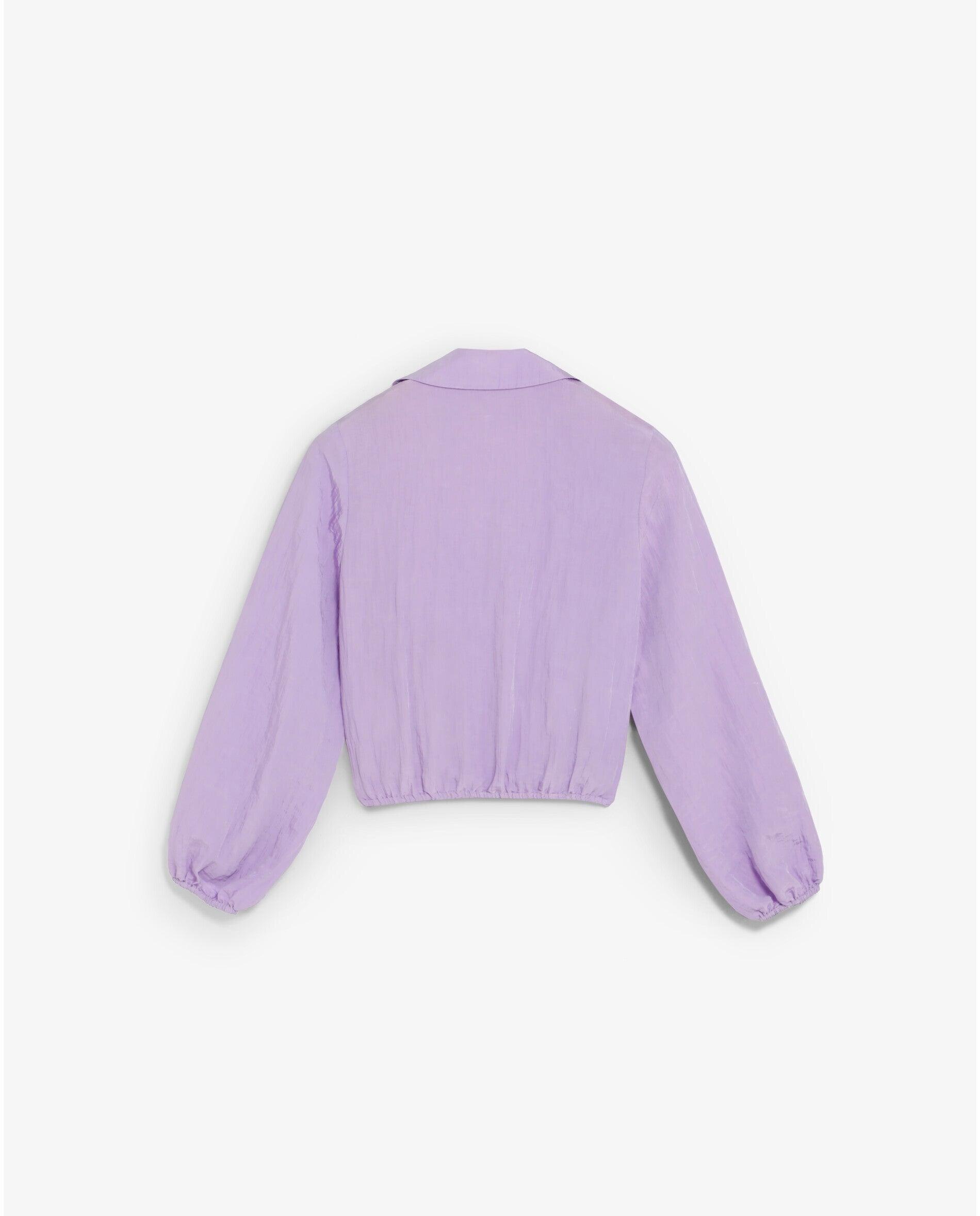 Blusa com Decote em V e Mangas Abalonadas Lilás-5