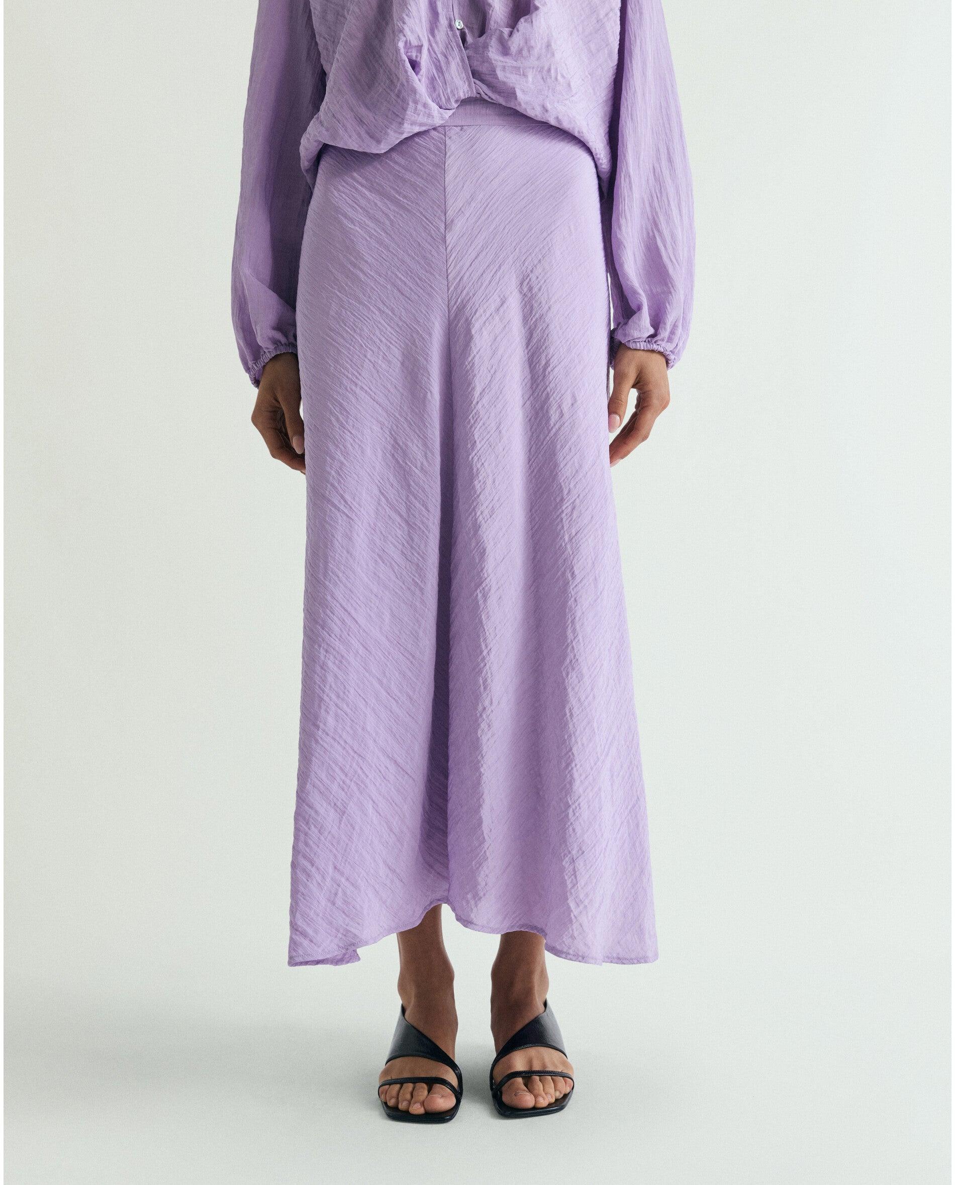 Saia Midi com Fecho Zip Invisível Lilás-2