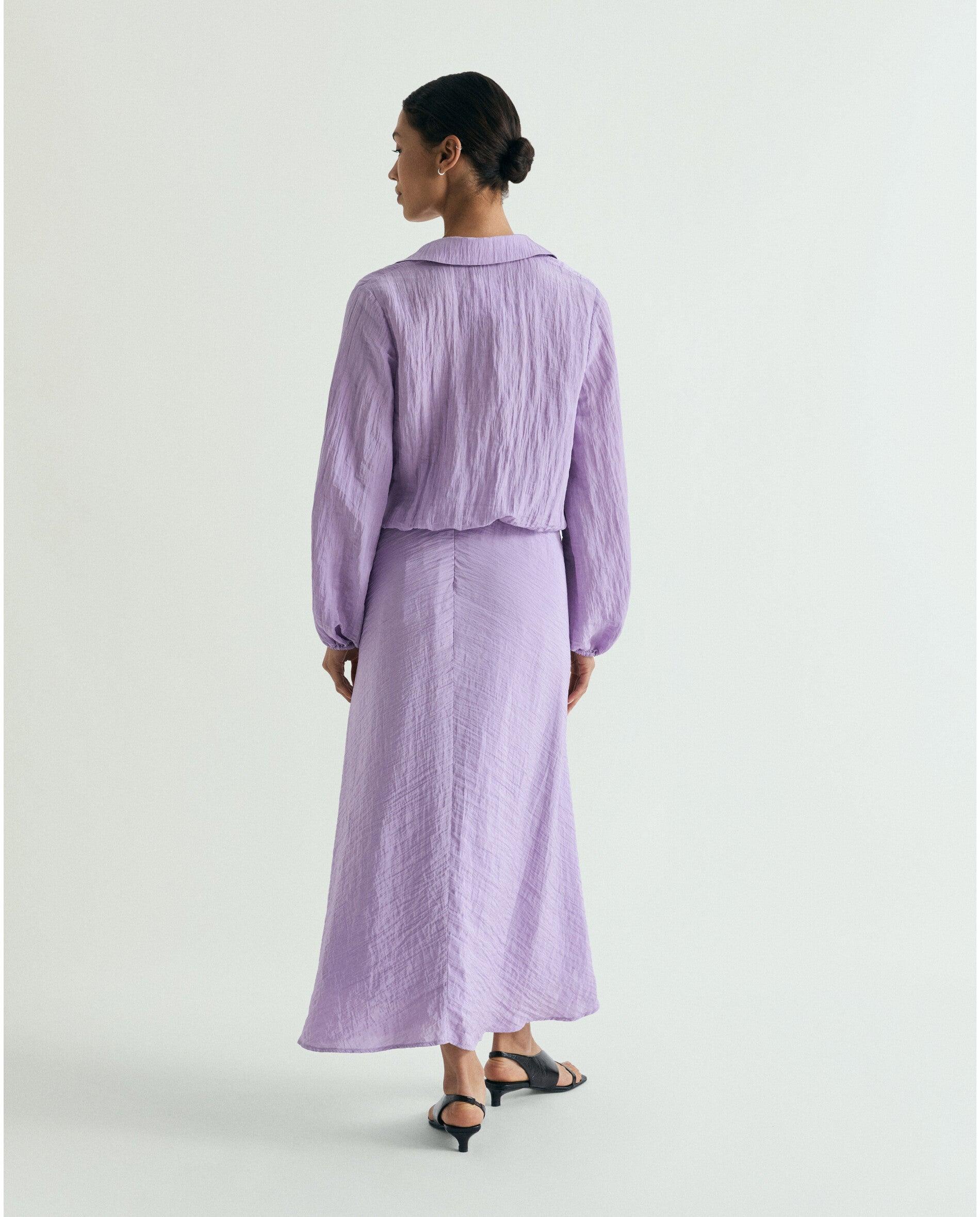 Saia Midi com Fecho Zip Invisível Lilás-3