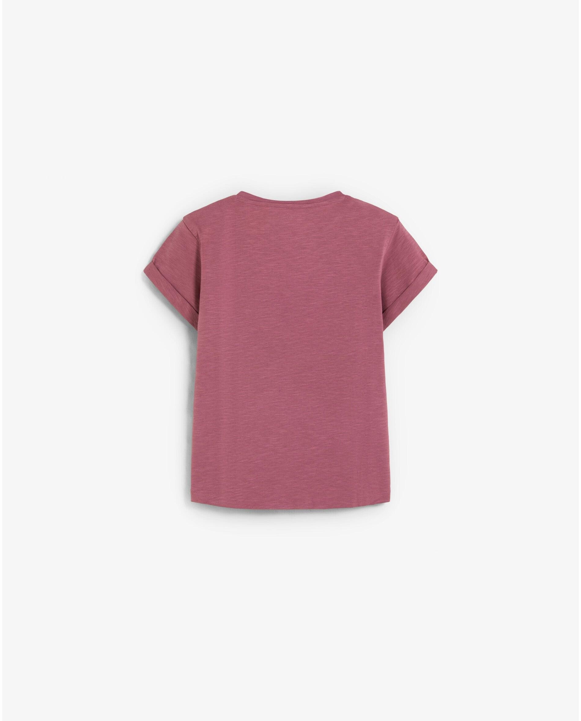 T-shirt Regular Fit com Estampado Frontal Malva-2