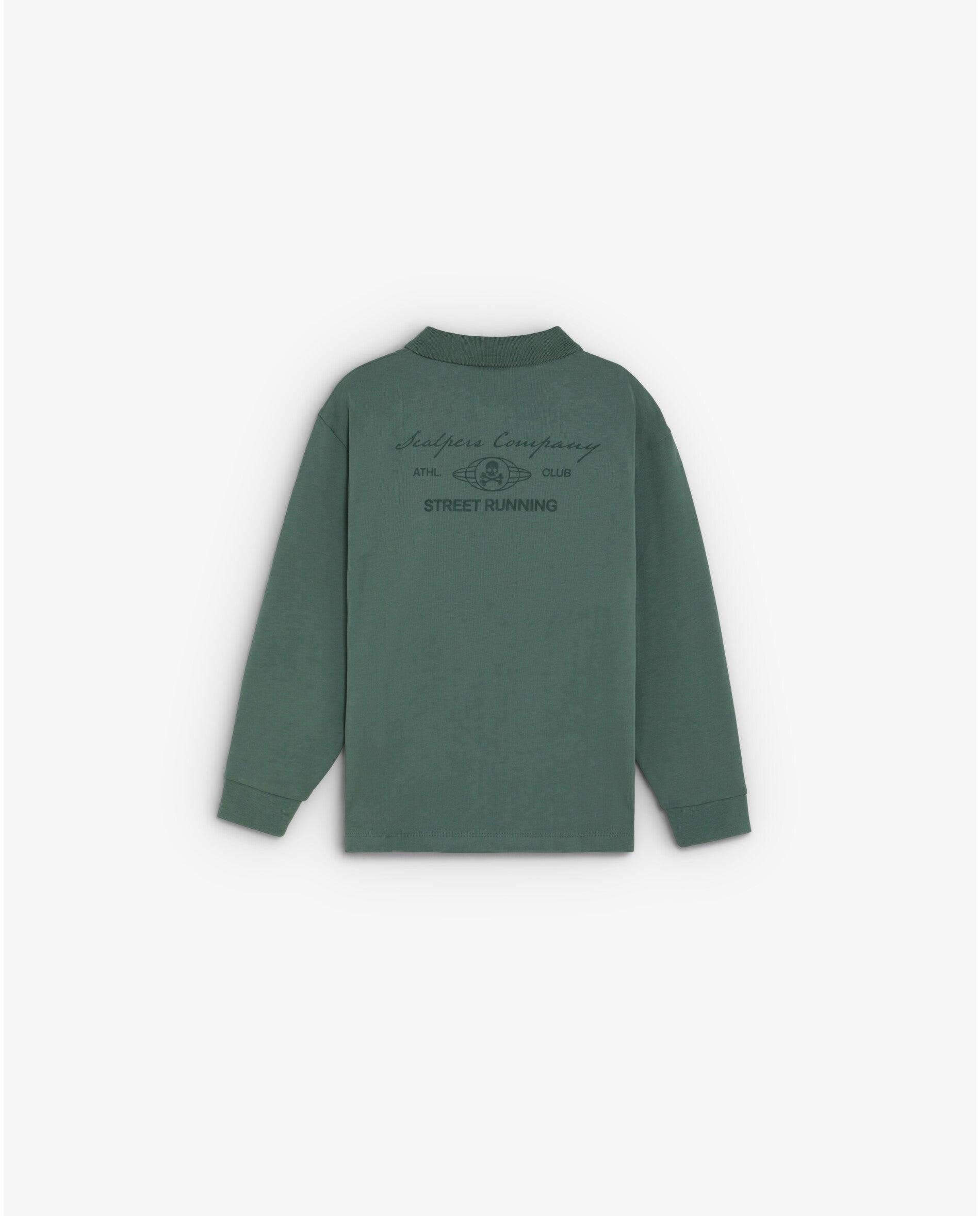 Polo Infantil de Manga Comprida com Estampado Posterior Scalpers Verde-escuro-2