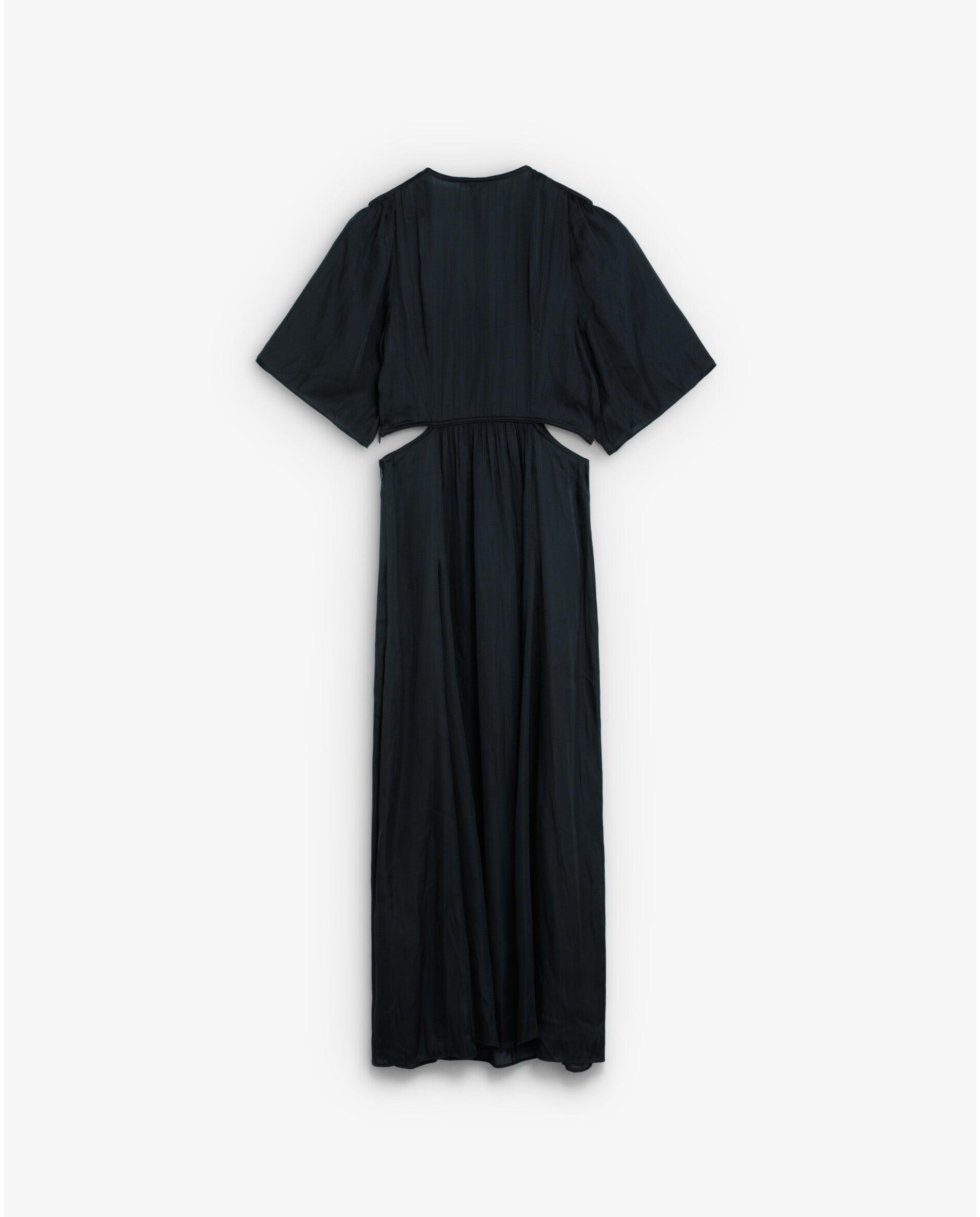 Vestido Midi Cut Out com Decote em V Preto-7