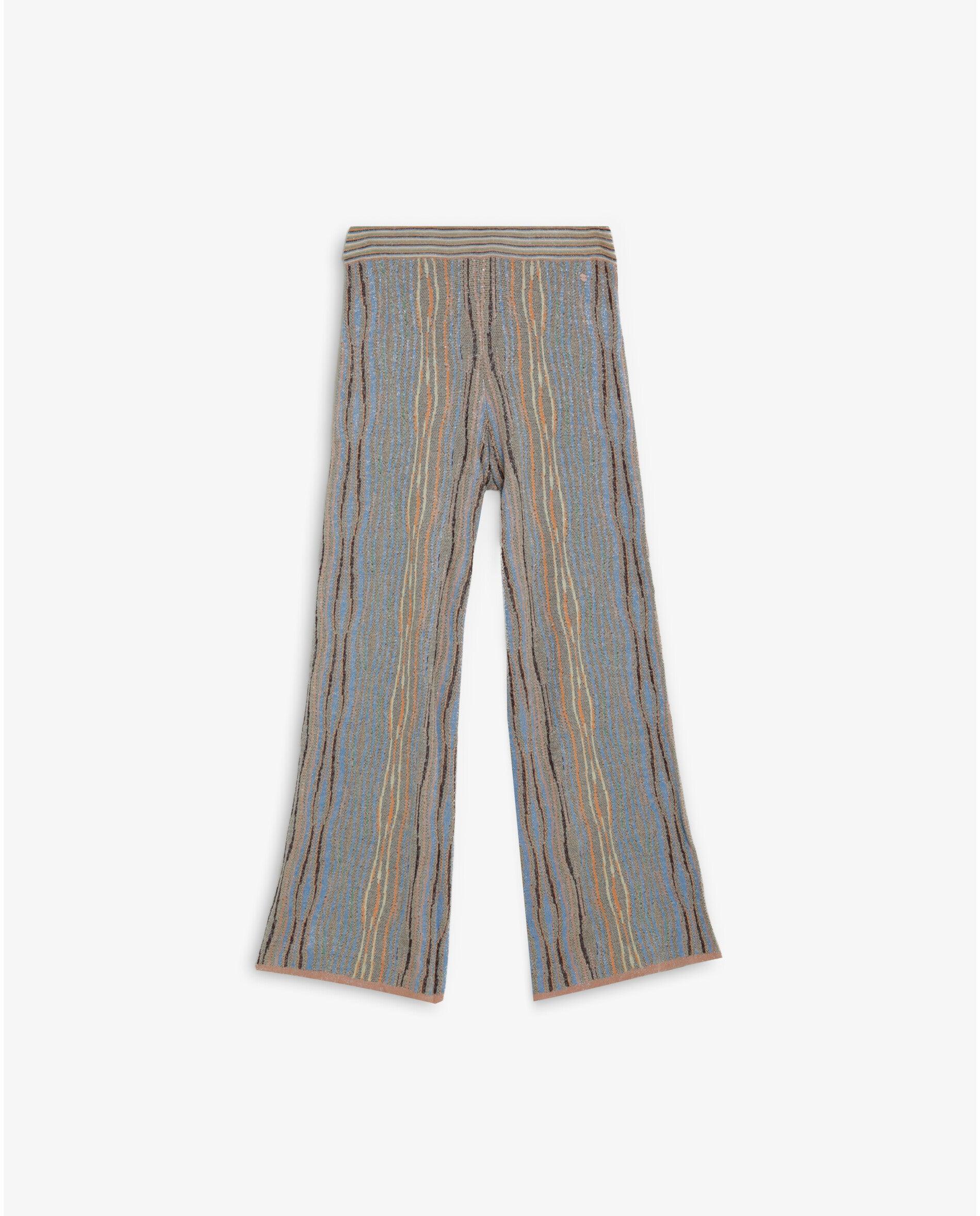 Calças de Malha com Cintura Elástica e Estampado em Zigzag Multicolor-4