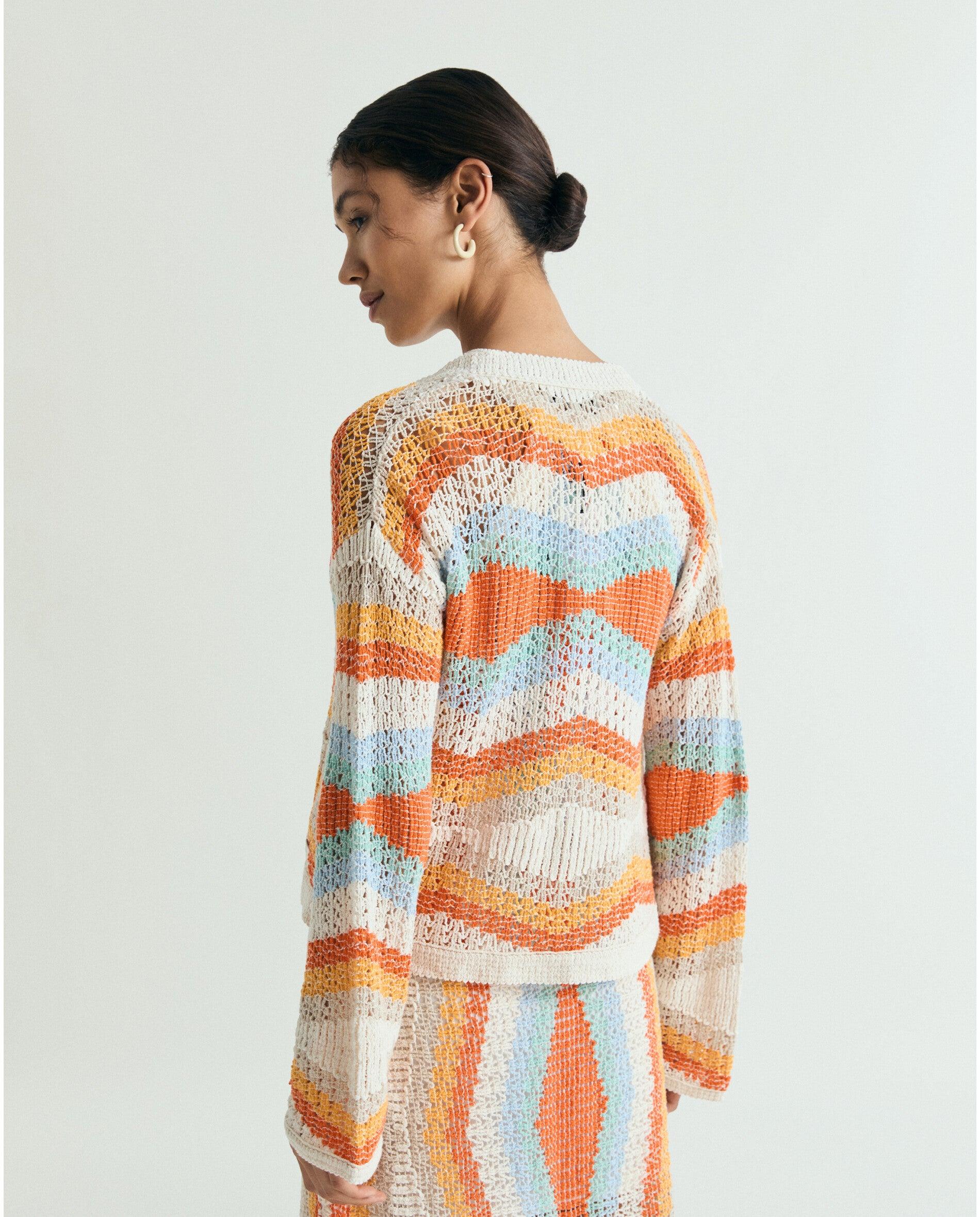 Cardigan em Crochet com Mangas Amplas Multicolor-2